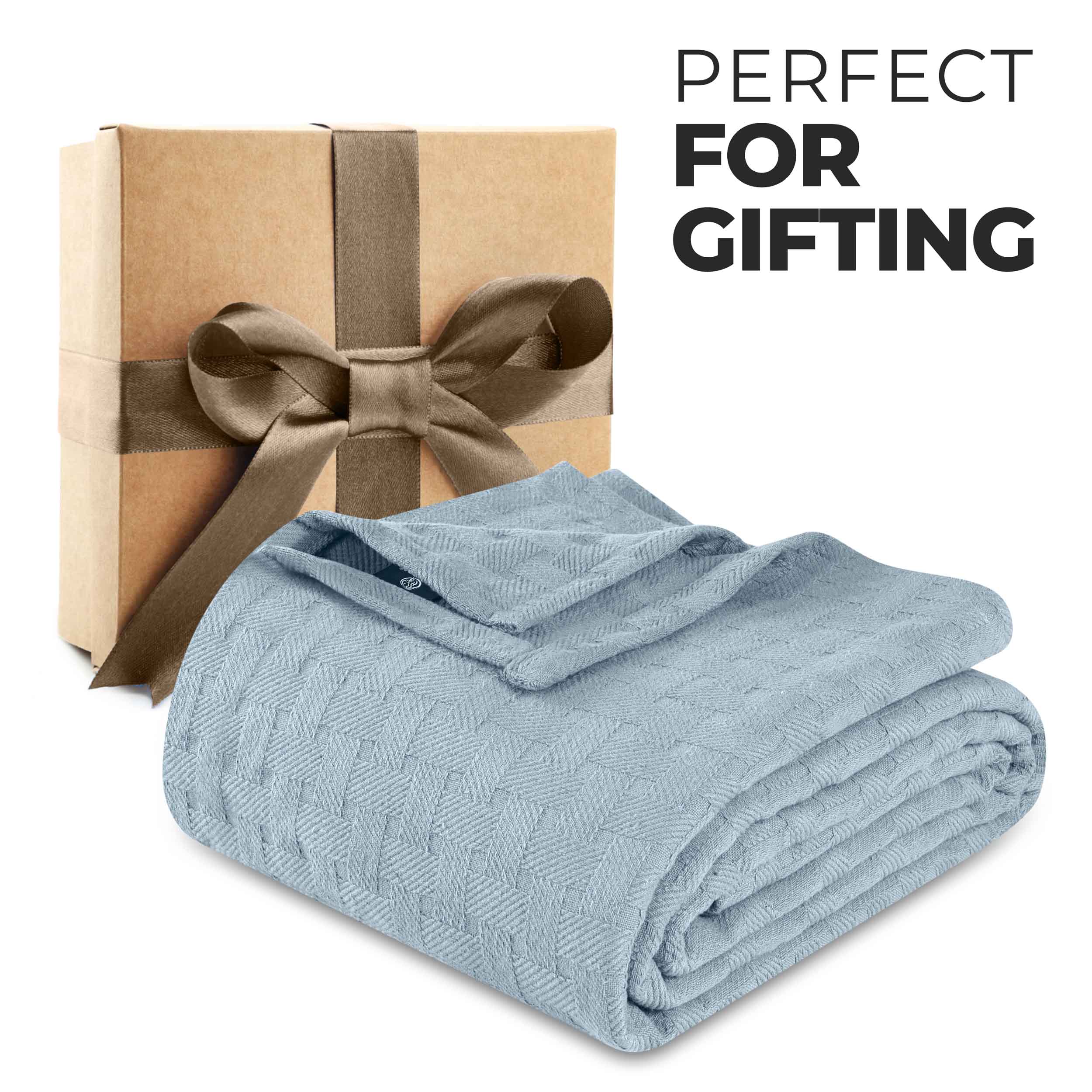 Soft Basketweave All-Season Cotton Bed Blanket & Sofa Throw - Lightweight Breathable Blanket for Bedroom, Living Room, Travel and Outdoor Use