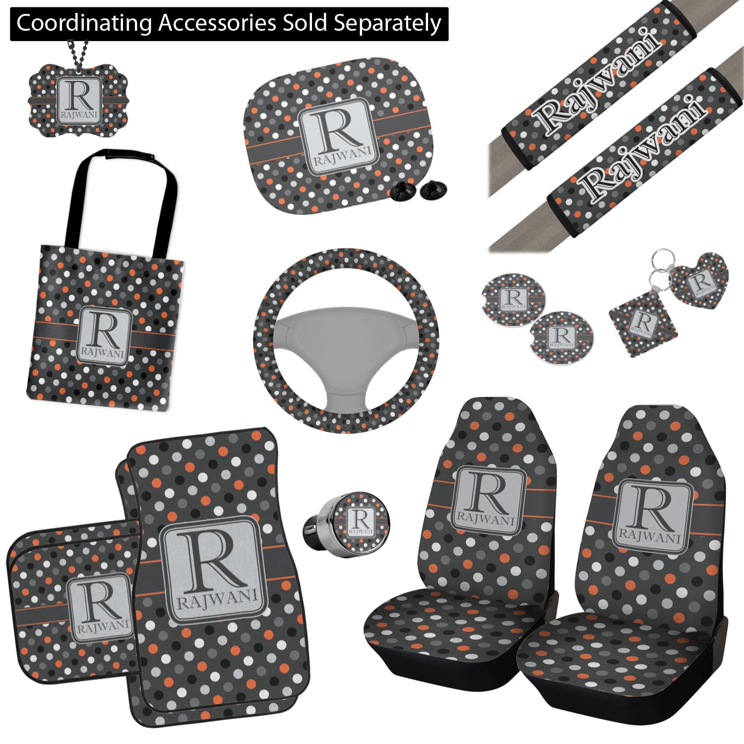 Premium Custom Gray Dots Car Floor Mats Set - 2 Front & 2 Rear Mats for SUVs, Sedans & Trucks | All-Weather Protection & Easy Cleaning