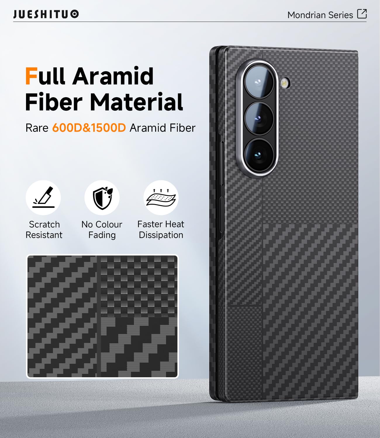 Samsung Galaxy Z Fold 6 Case - Ultra Slim Lightweight 600D/1500D Aramid Fiber Magnetic Cover with Carbon Fiber Texture | Magsafe Compatible | Perfect for Business Travel & Daily Protection