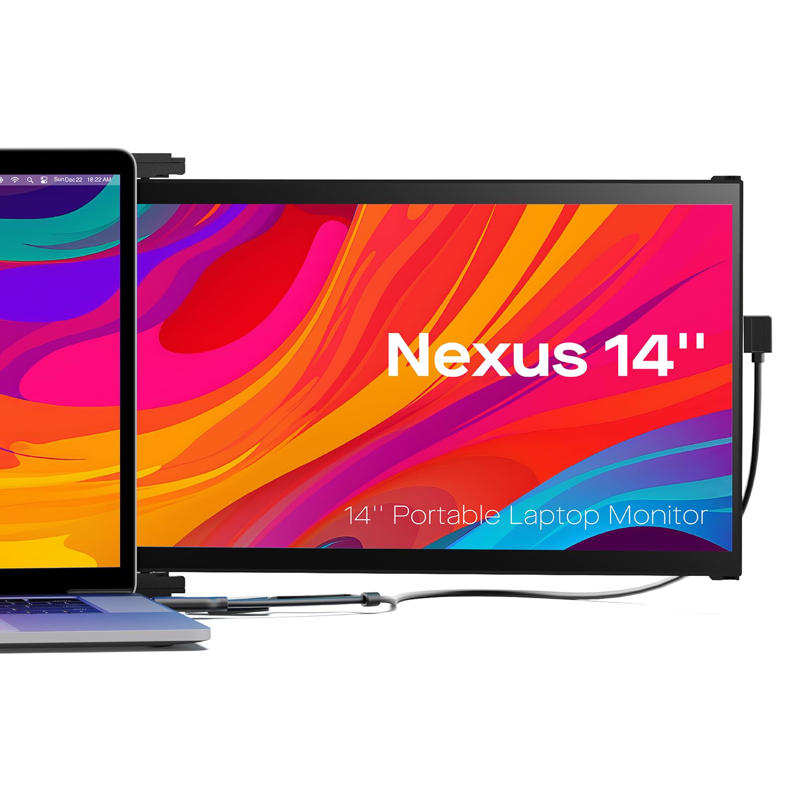 14'' Nexus Portable Laptop Screen Extender | Plug & Play Dual Monitor for 14-17 Inch Laptops | Compatible with Windows, Mac, Android & Nintendo Switch | Black | Perfect for Remote Work, Gaming & Multitasking