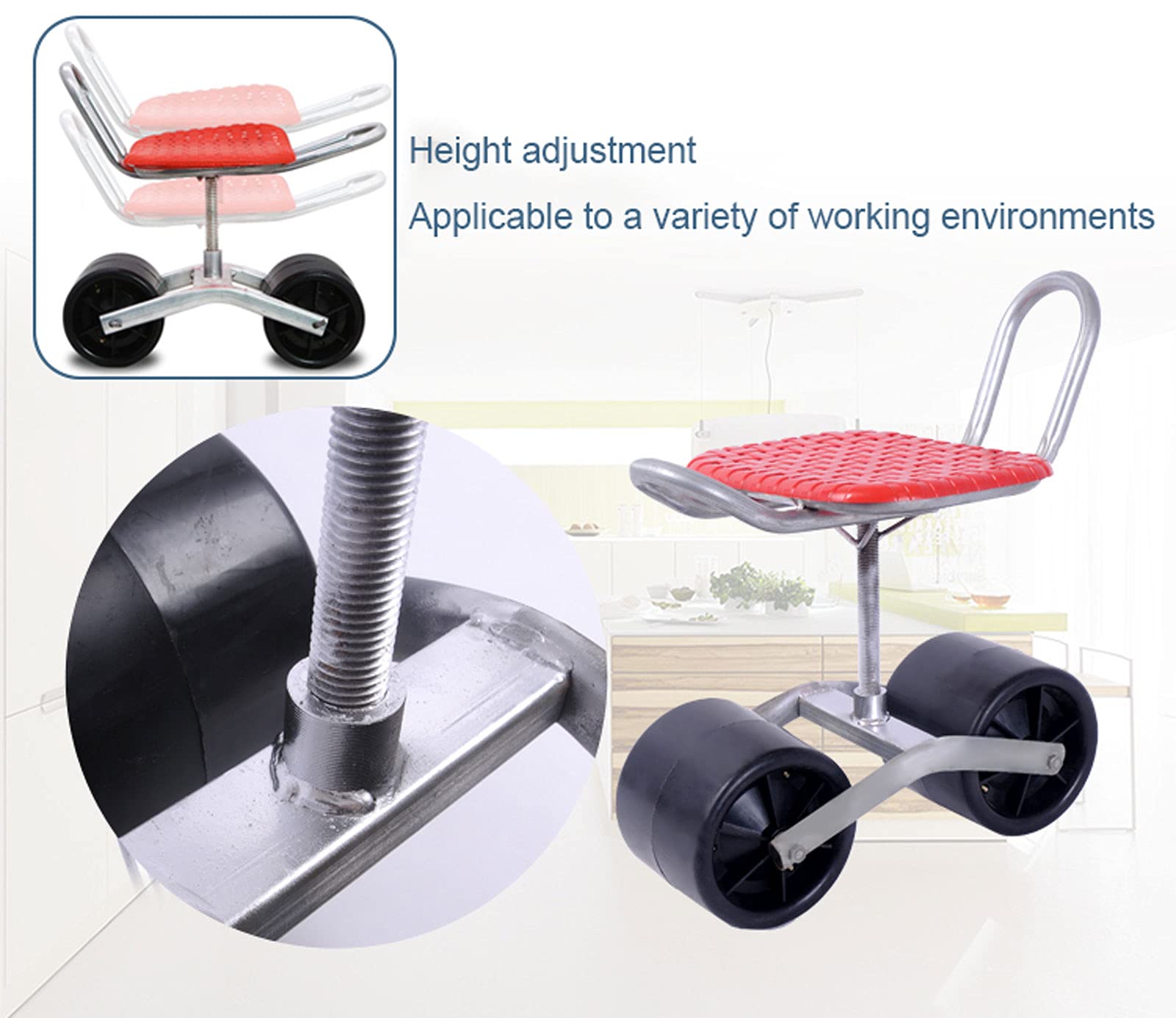 **360° Rotating Gardening Stool with Wheels - Adjustable Height & 200kg Capacity - Portable Rolling Garden Seat Cart for Planting, Weeding & Outdoor Chores**