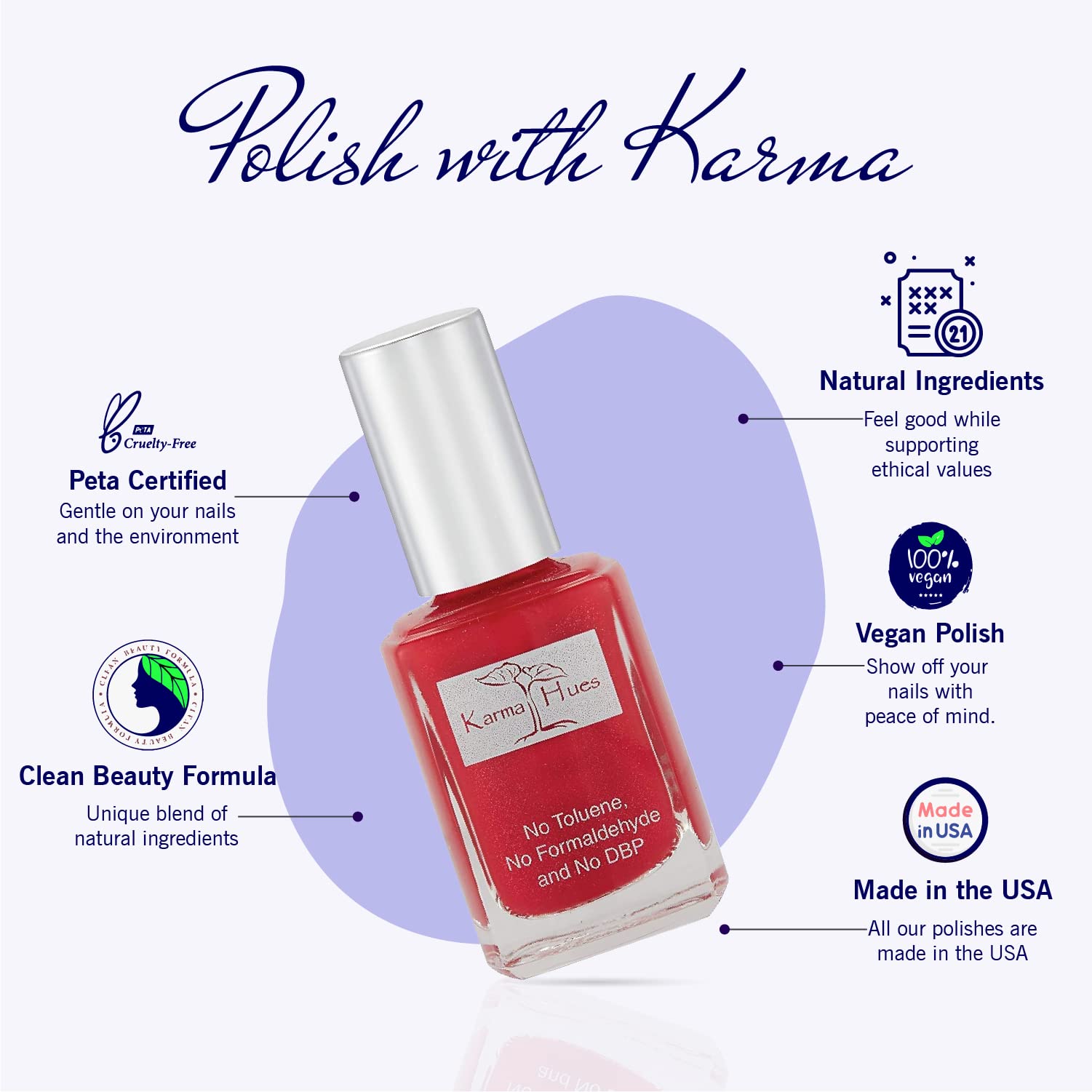 Organic Vegan Nail Polish - Non Toxic, Cruelty Free & Fast Drying Nail Paint for Women - Long Lasting Texas Red Nail Art Polish - Perfect for Manicures, Pedicures & Special Occasions