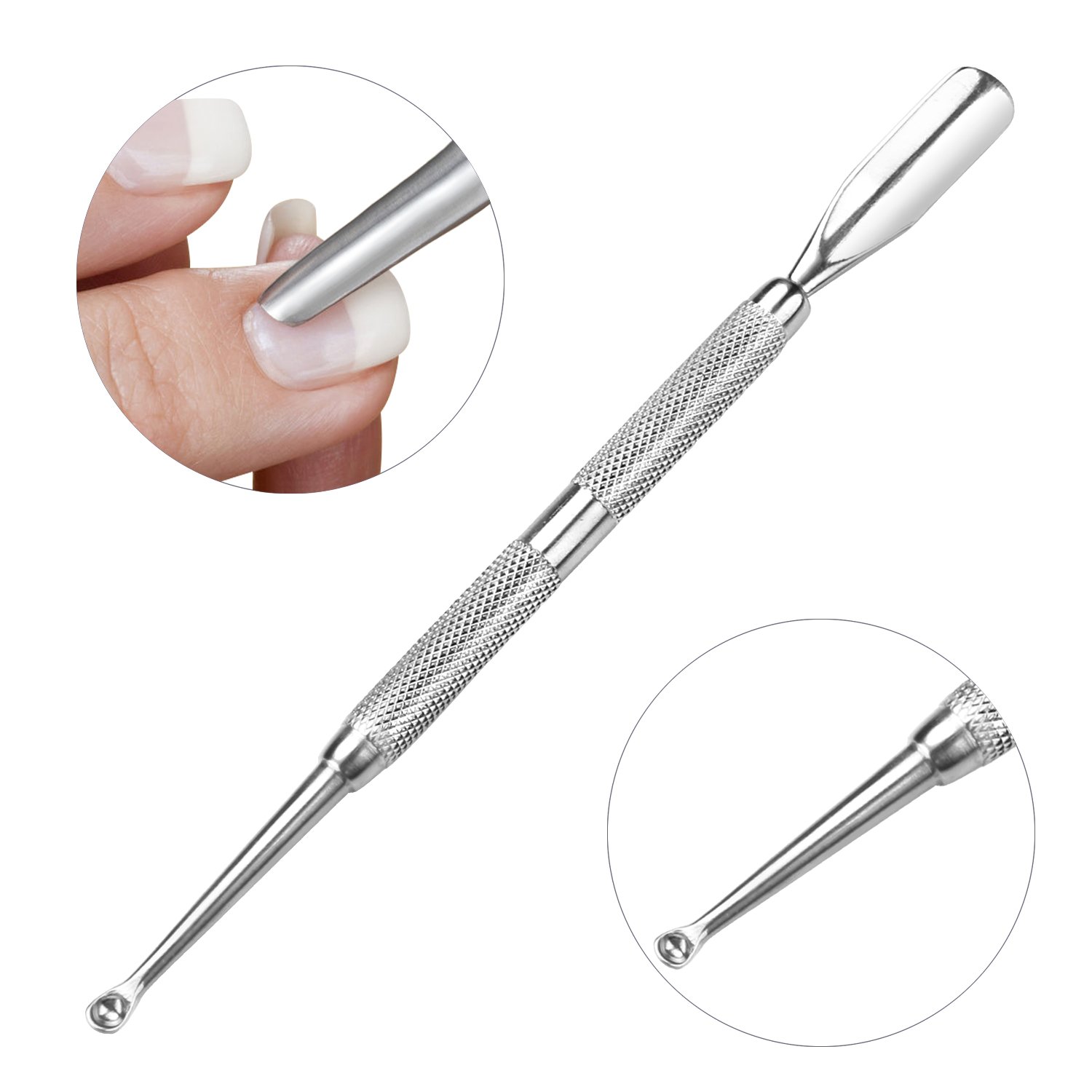 Premium Stainless Steel Cuticle & Nail Care Set - Professional Spoon Shaped Cuticle Pusher, Triangle Peeler & Gel Polish Remover Tool for Manicure & Pedicure - Perfect for Salon, Home Nail Care & DIY Nail Art (Silver)