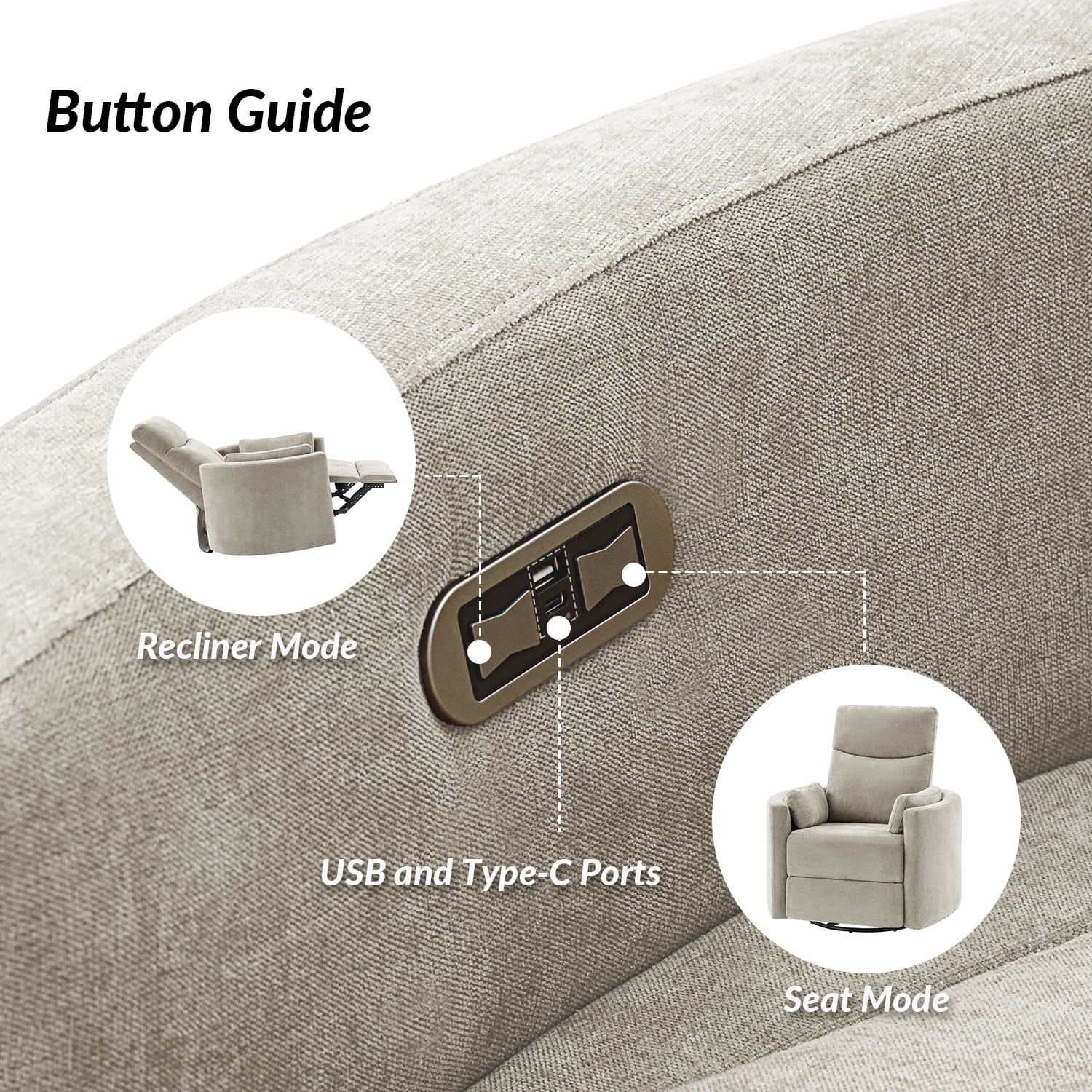 Monica Swivel Rocker Power Recliner Chair with Adjustable Headrest & Lumbar Support - Optional Removable Pillows - Perfect for Living Room, Home Theater & Relaxation
