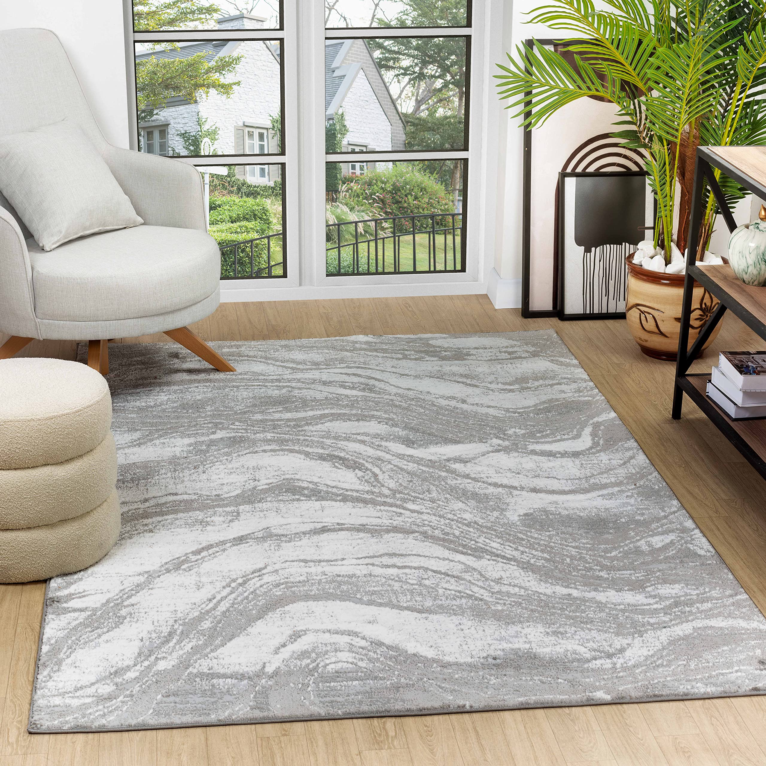 GLORY RUGS Modern Abstract Area Rug 8x10 - Soft Grey Faded Design for Living Room, Bedroom, Home & Office - Perfect for Cozy Spaces, Home Decor & Interior Design
