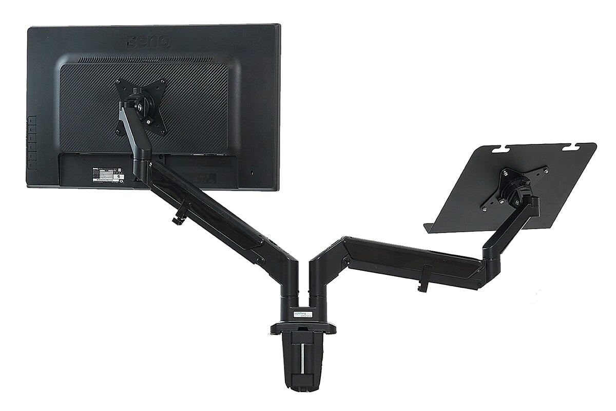 Ergonomic Uplifting Yogiflex Dual Monitor Arm Stand - Adjustable Height & Tilt for 13-32 Inch Screens - Perfect for Home Office & Gaming Setup