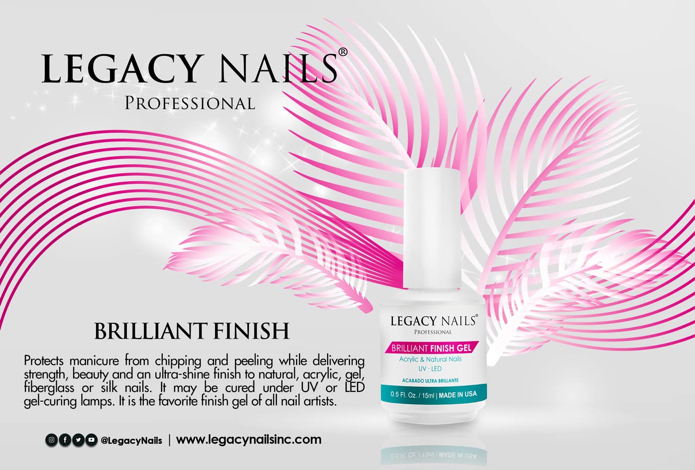 Legacy Nails Brilliant Finish - High Shine Nail Polish for Salon Quality Manicures at Home | Perfect for Parties, Weddings & Special Occasions