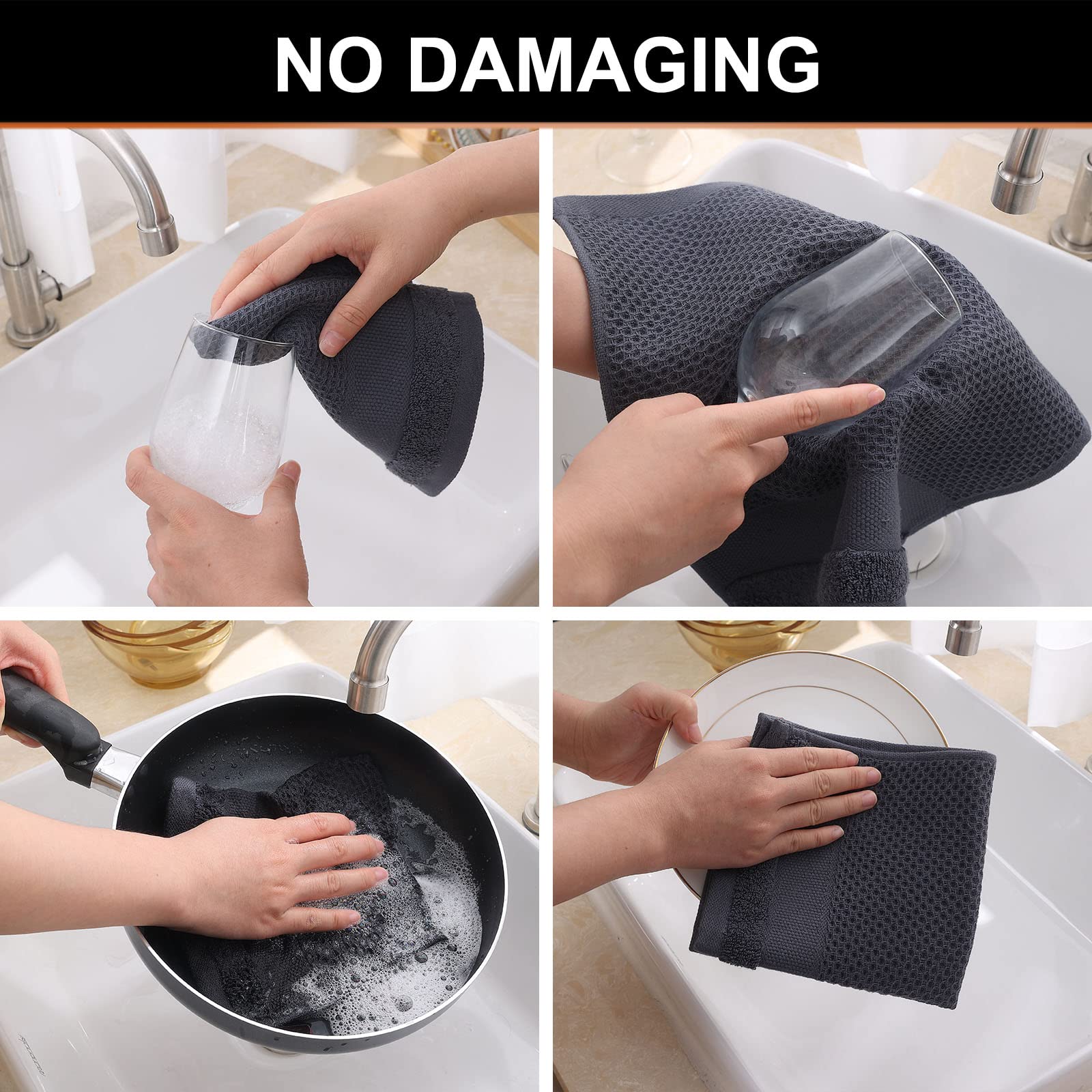 Homaxy 100% Cotton Waffle Weave Kitchen Towels - Super Absorbent & Machine Washable Dish Towels (13