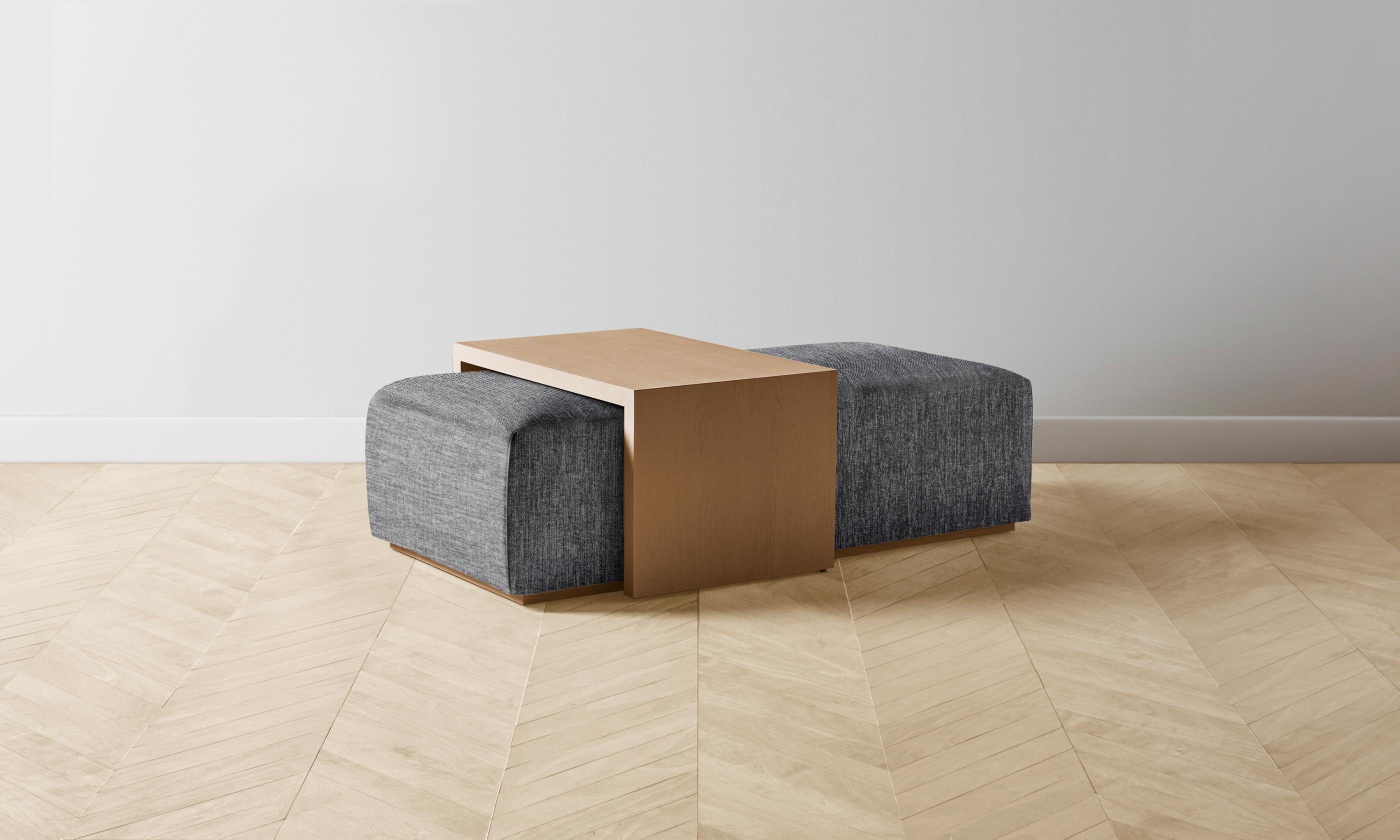 The Bowery Ottoman - Performance Tweed Smoke Upholstered Storage Bench for Living Room, Bedroom & Entryway - Stylish & Functional Home Decor