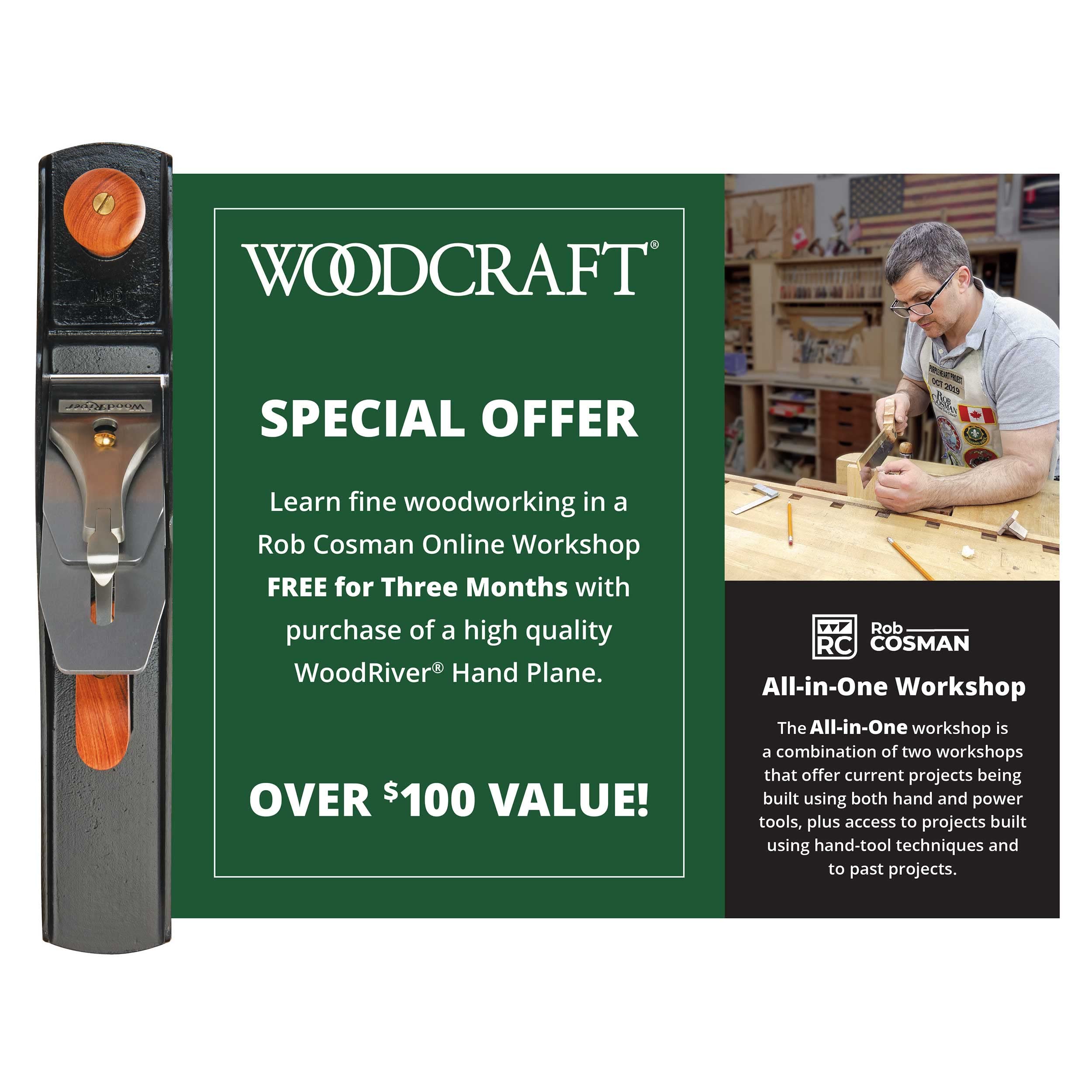 WOODRIVER #4 Smoothing Bench Plane - Premium V3 Model for Woodworking & Carpentry Projects - Perfect for Fine Finishing & Surface Smoothing