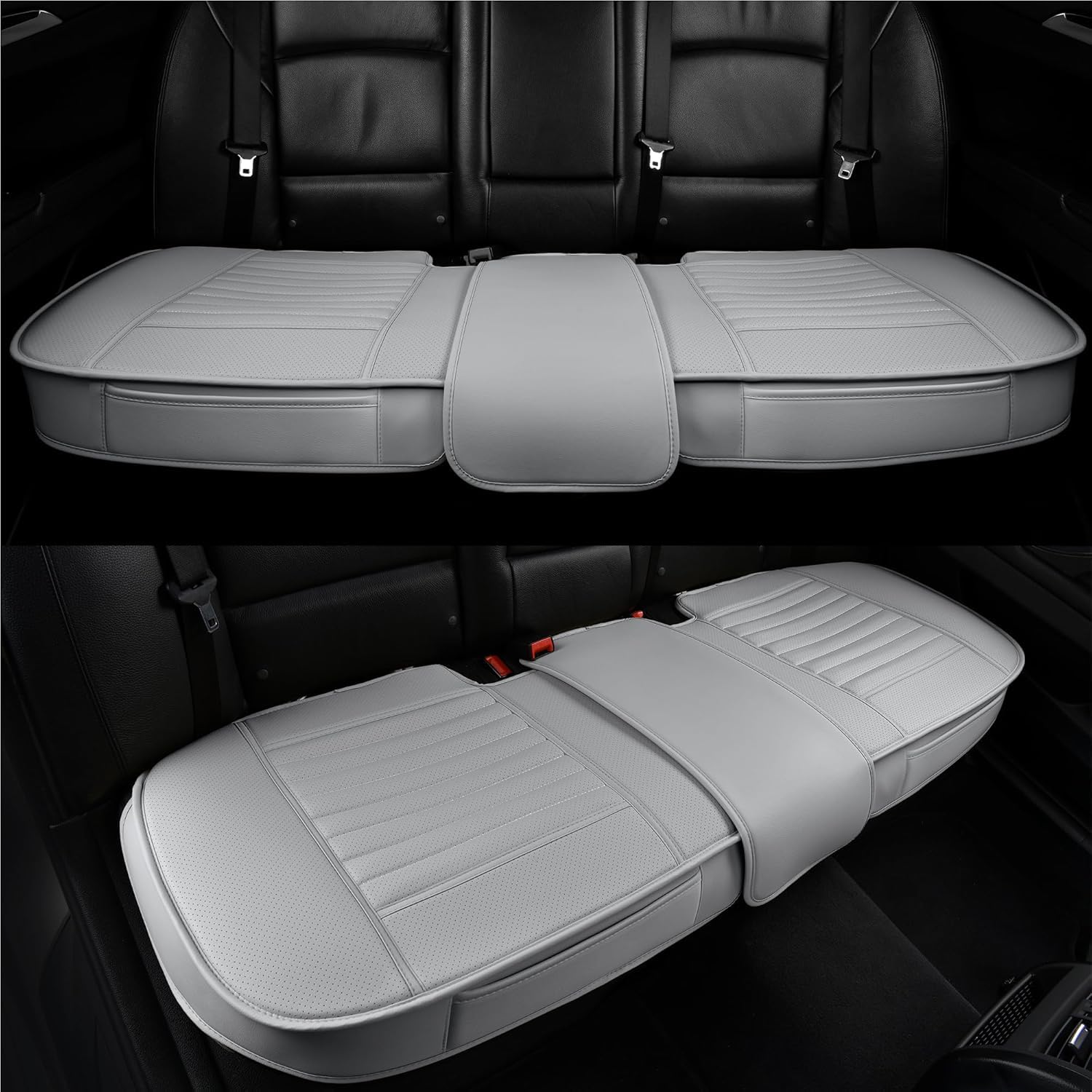 Premium Universal Leather Car Seat Covers Full Set - Luxury Car Seat Protectors for Cars, SUVs, Trucks & Vans - Durable Interior Accessories (Gray) | Perfect for Daily Commute, Road Trips & Family Travel