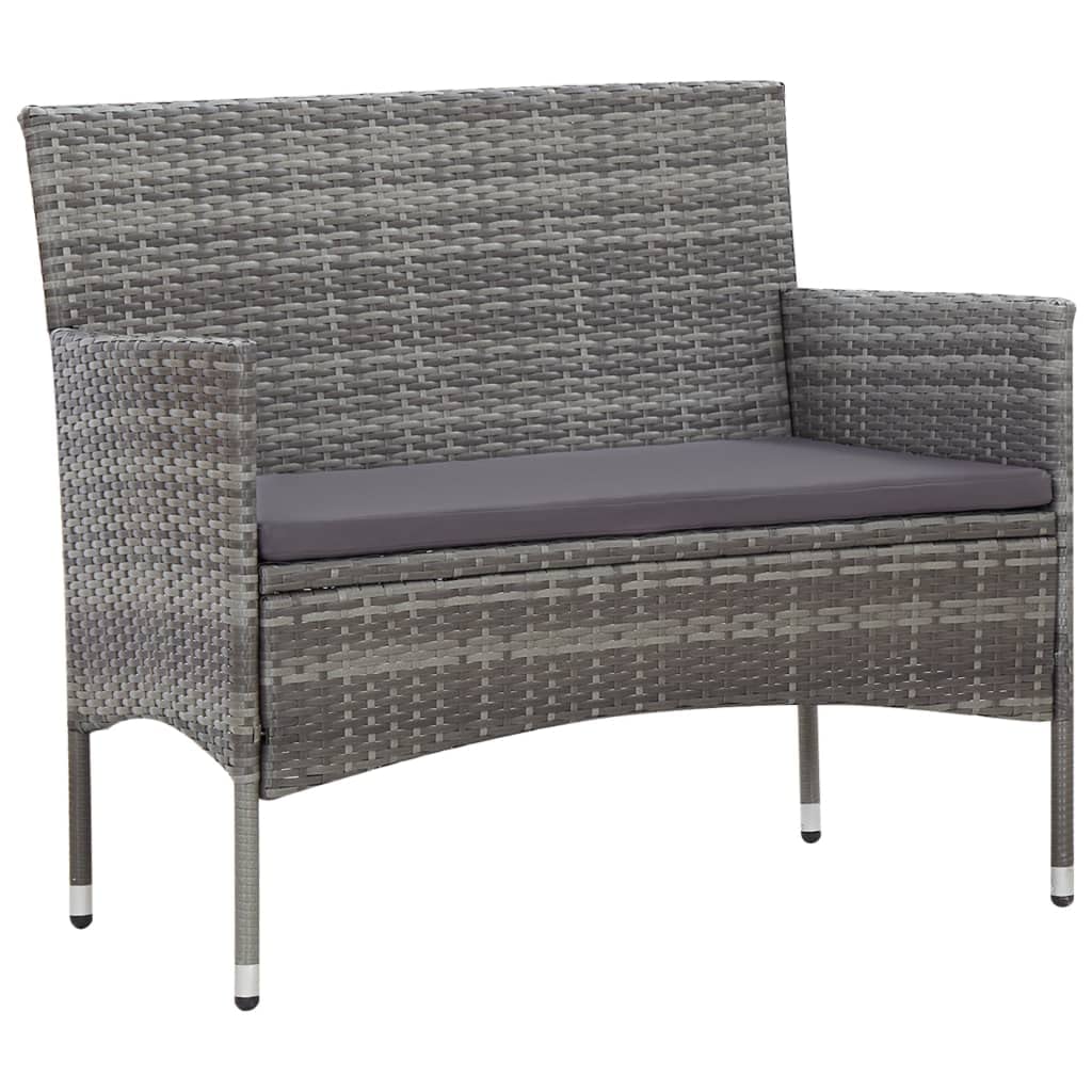 5-Piece Gray Poly Rattan Patio Furniture Set with Cushions & Coffee Table - Outdoor Sectional Sofa Conversation Set for Garden, Backyard, and Poolside Relaxation