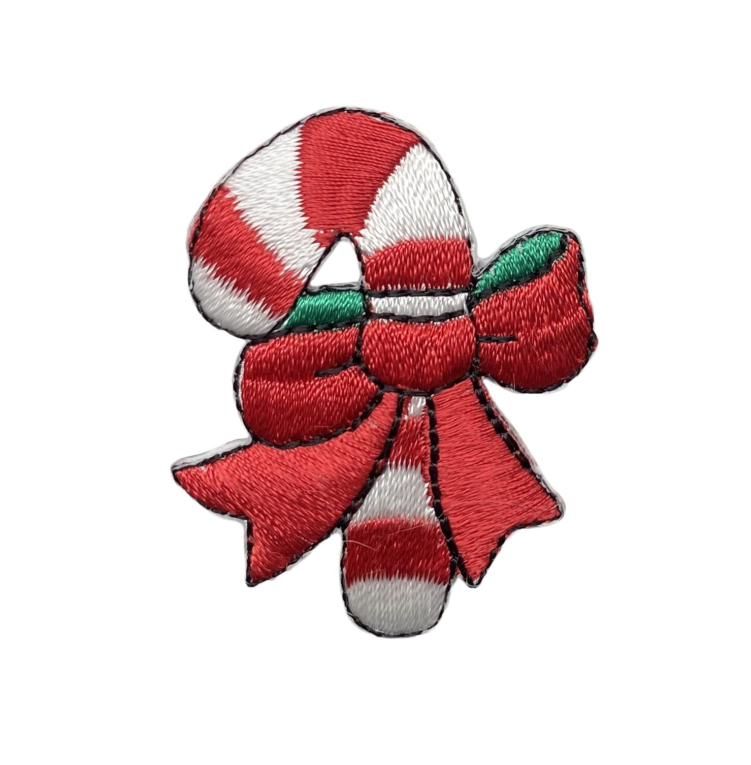 Wholesale Embroidered Candy Cane Iron-On Applique Patches - Christmas DIY Crafts, Holiday Decorations & Costume Accessories for Garments, Bags, Hats