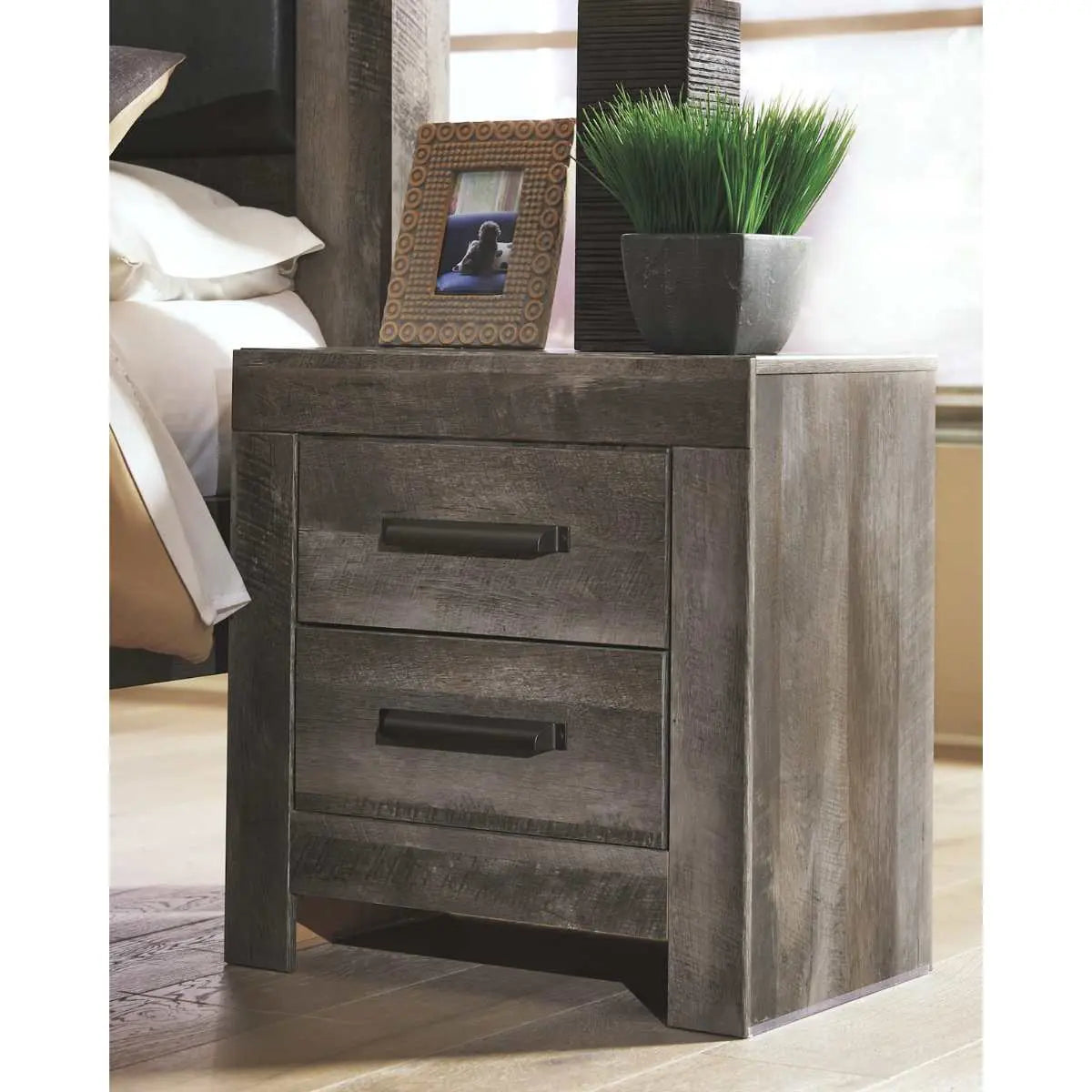 Ashley Wynnlow Nightstand B440 - Modern Bedside Table with Storage Drawer, Perfect for Bedroom, Living Room or Office - Compact Night Stand with Sleek Design for Small Spaces