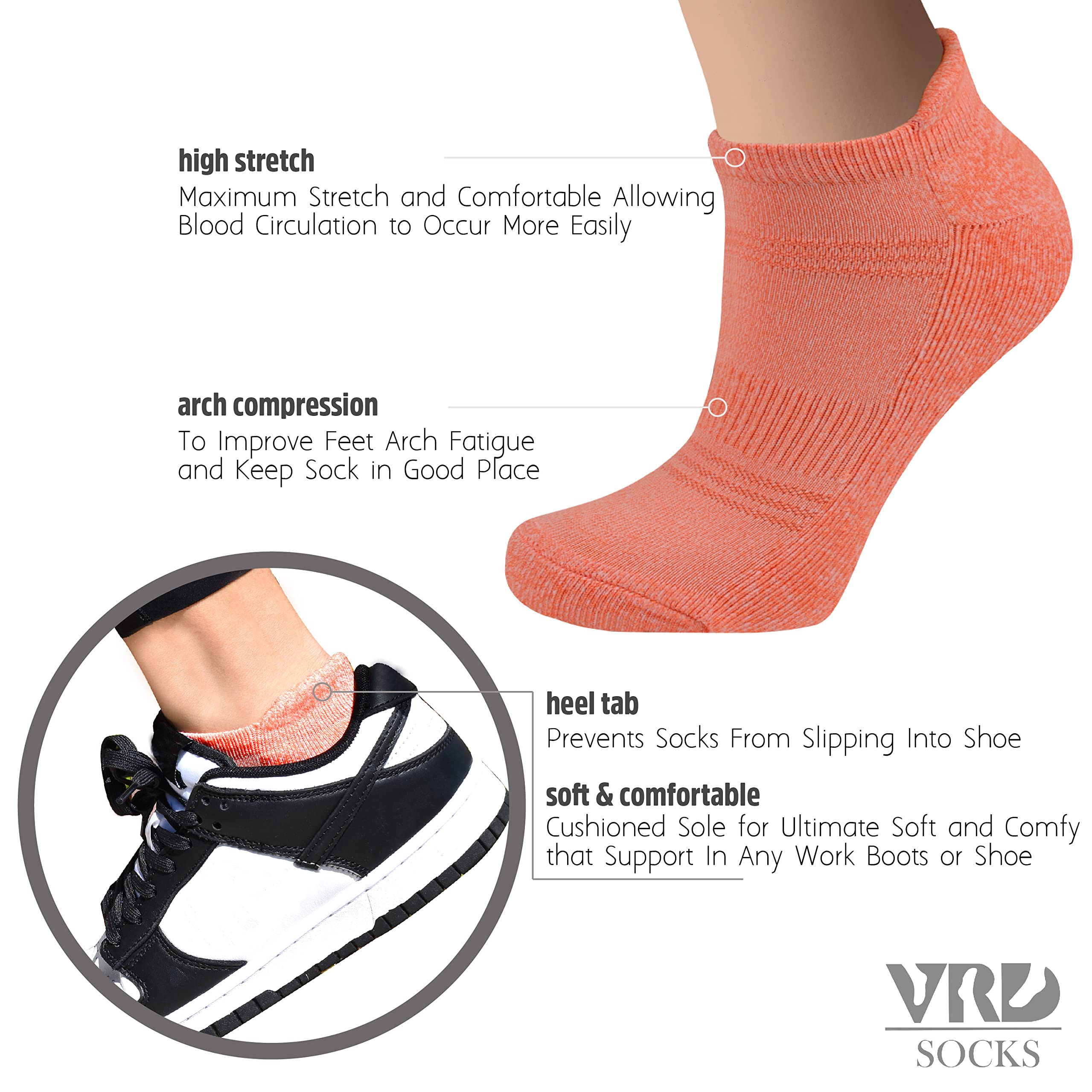 Bamboo Women's Ankle Socks 6 Pack - Low Cut Breathable Running Socks for Women Size 5-10 - Soft Comfortable No Show Socks for Workout, Yoga & Daily Wear - Perfect Christmas Gift for Her