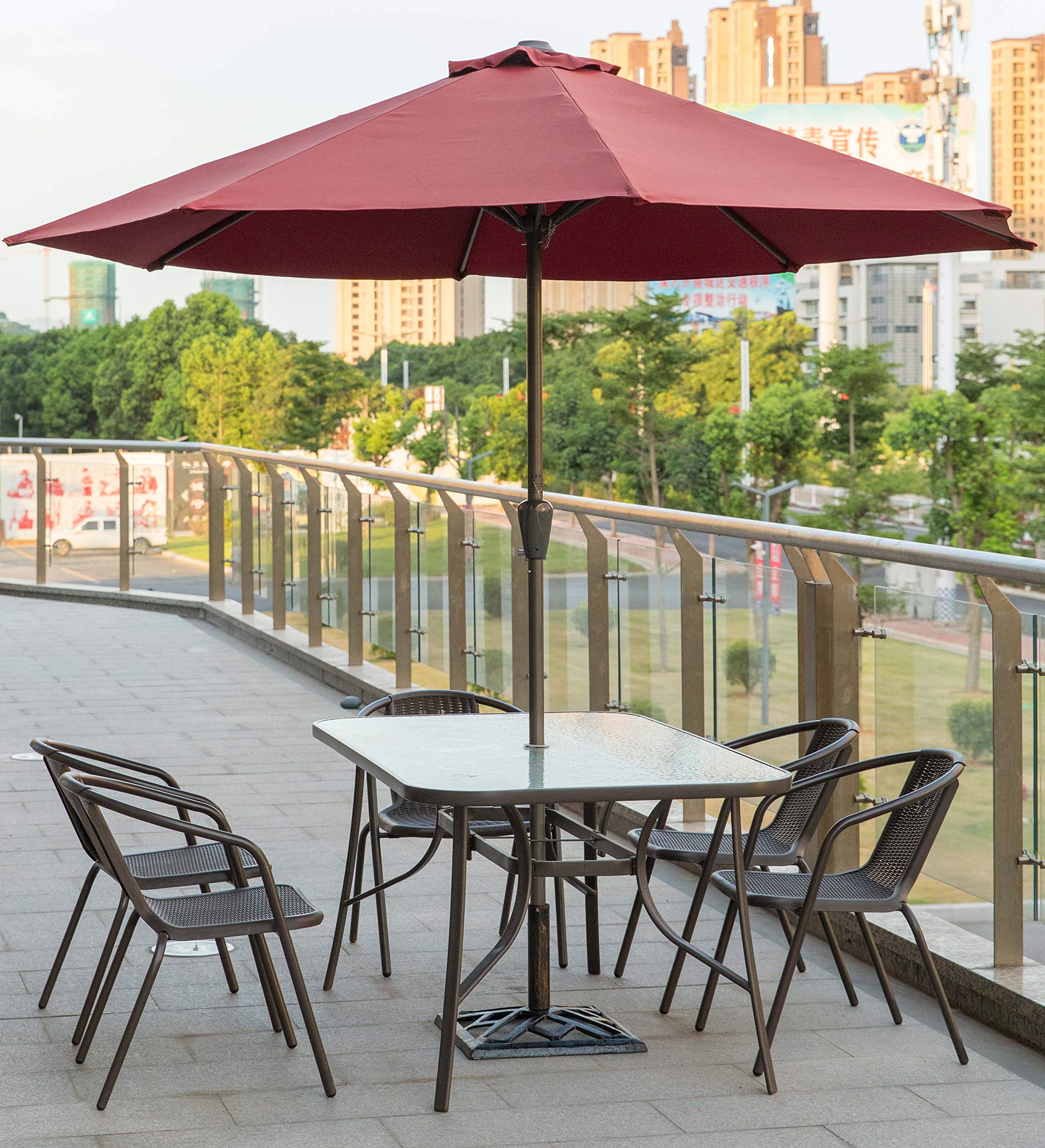 Gardenised QI003816 Heavy Duty Square Bronze Cast Iron Umbrella Base Stand - 19 lbs Weighted Outdoor Patio Umbrella Holder for Poolside, Garden, Deck, and Backyard Use