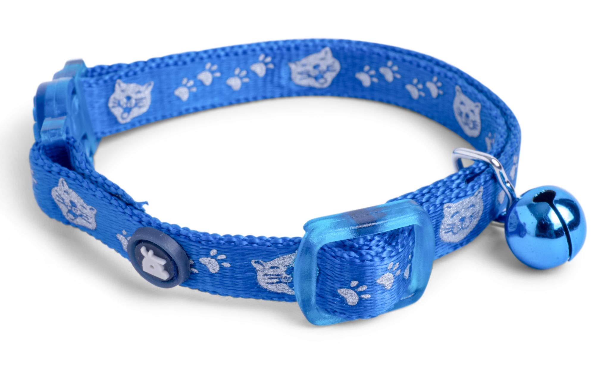 Blue Reflective Cat Collar with Safety Buckle - High Visibility Night Safety Collar for Outdoor Adventures & Evening Walks