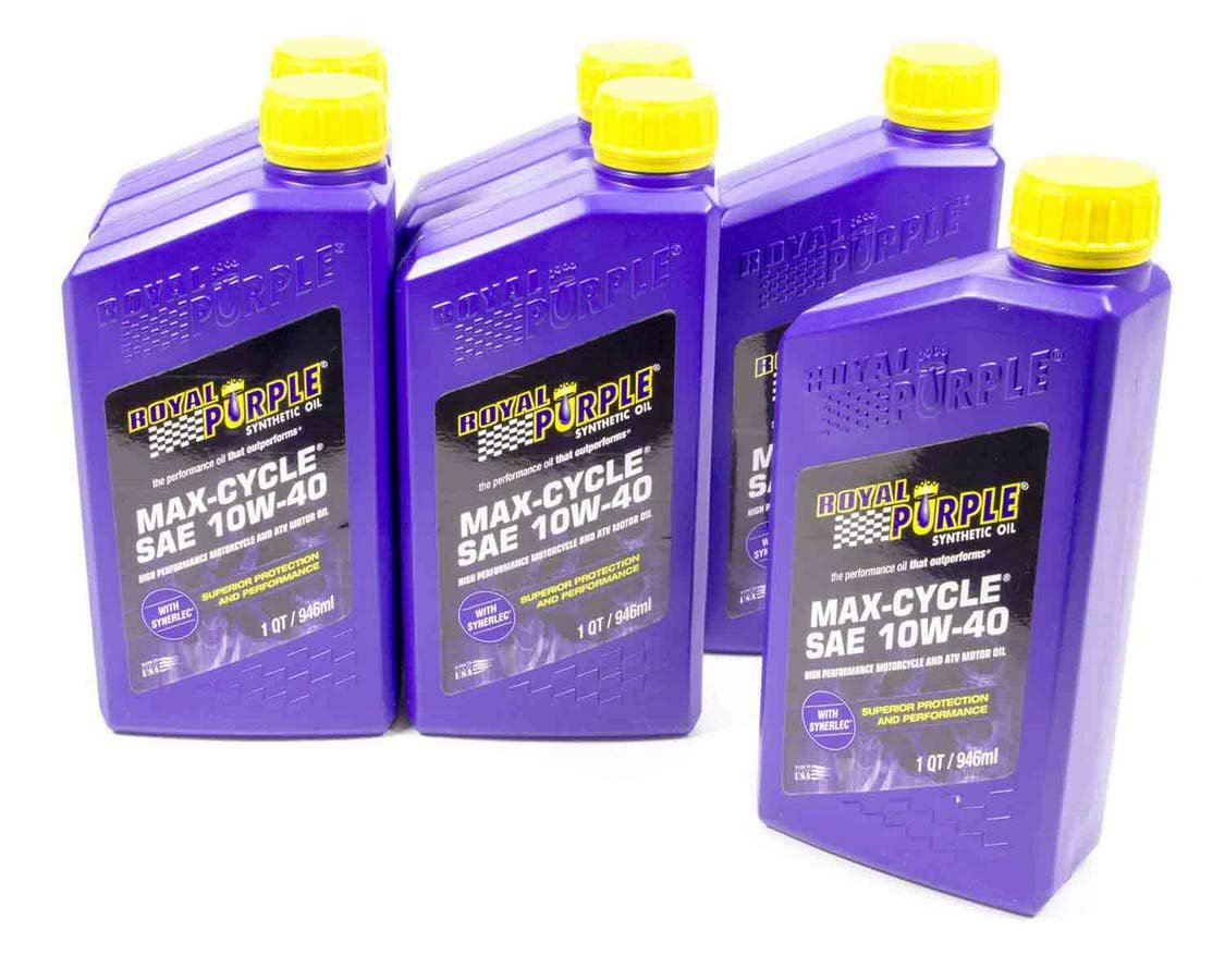 Royal Purple 06315 Max Cycle 10W40 Motorcycle Oil - 6 Pack for High-Performance Bikes, Cruisers & Off-Road Use