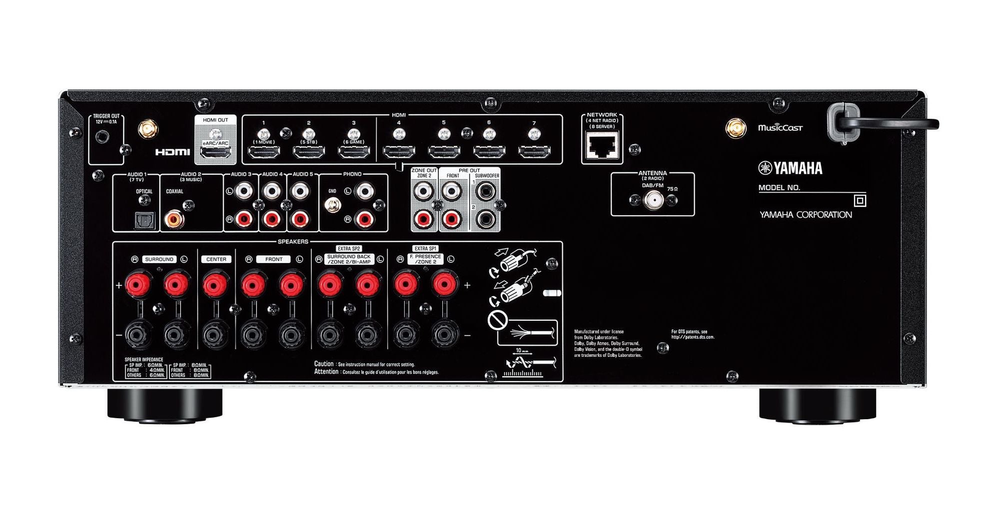 Yamaha RX-V6A 7.2-Channel 8K AV Receiver with Dolby Atmos - Home Theater System for Movies, Music & Gaming