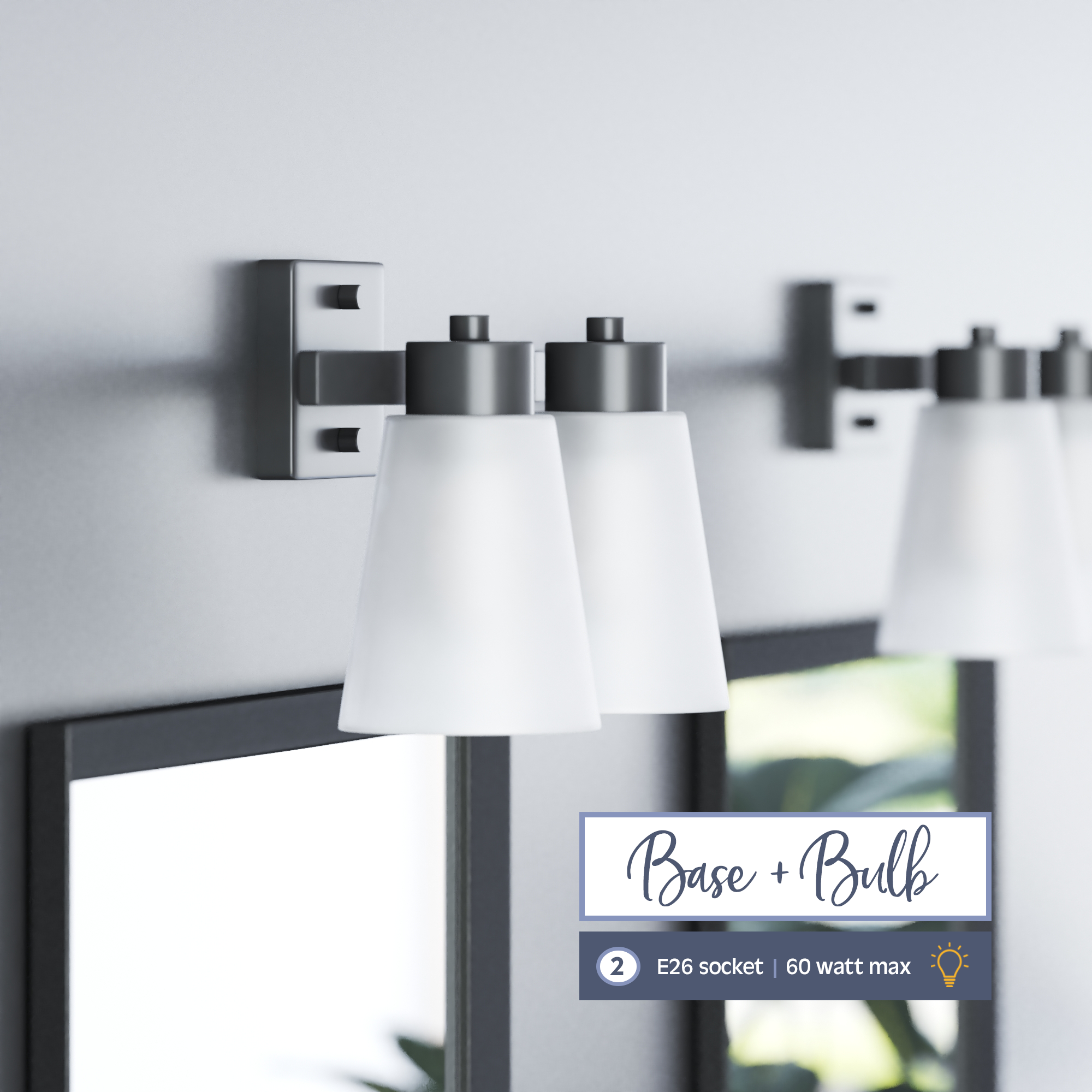 Fairendale 2-Light Vanity Light with Frosted Glass Shade in Matte Black - Perfect for Bathroom, Bedroom, and Dressing Room Lighting
