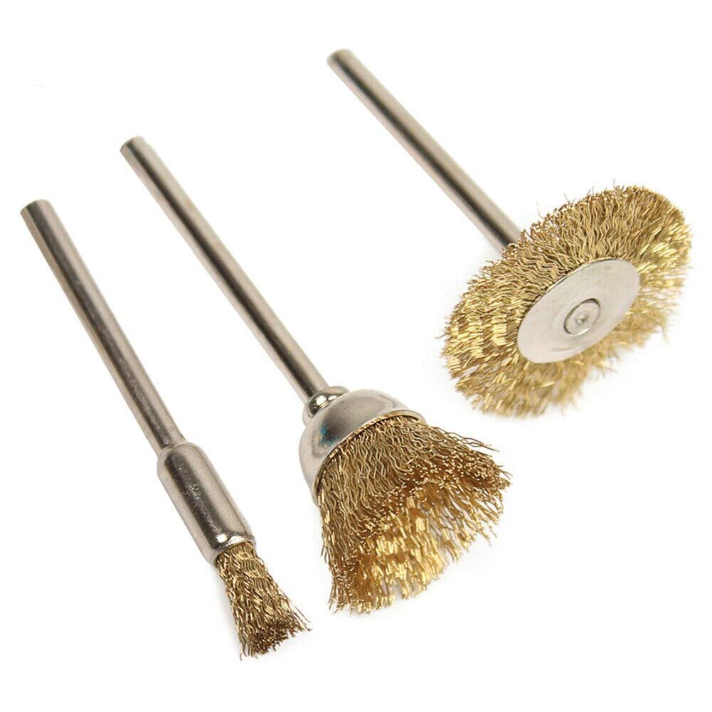 15pcs Brass Wire Wheel Brush Set for Drills - Replacement Part for M.C, Rotary Tool, Carbon Brush Grinder - Perfect for Rust Removal, Weld Cleaning & Metal Polishing - DIY & Professional Use