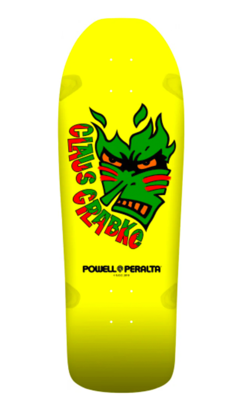 Powell Peralta Claus Grabke Skateboard Deck - 10.5 Inch Yellow Pro Model for Street & Park Skating - Perfect for Tricks, Commuting & Skatepark Sessions