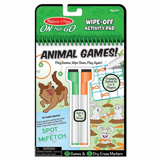 M&D ON THE GO Animal Games - Portable Travel Board Game for Kids & Families, Fun Educational Toy for Road Trips & Airplane Rides