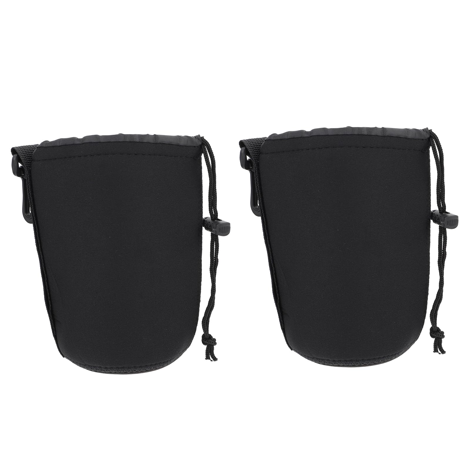 2-Pack Shockproof Neoprene DSLR Camera Lens Pouch Bag - Waterproof Drawstring Lens Case for Canon Nikon Sony Lenses - Perfect for Travel, Hiking & Photography Storage