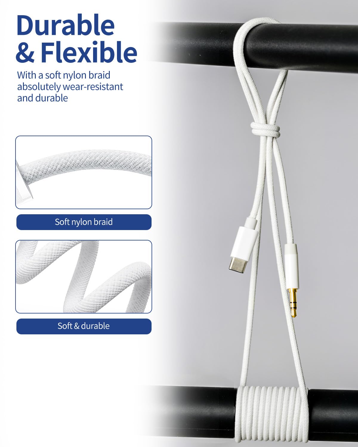 USB C to 3.5mm Audio Aux Cable 3.3ft - Type C to Aux Headphone Adapter for iPhone 16/15 Pro Max, Samsung Galaxy S24/S23/S22/S21, Pixel 4/5 XL - Car Audio, Home Stereo & Mobile Device Connectivity