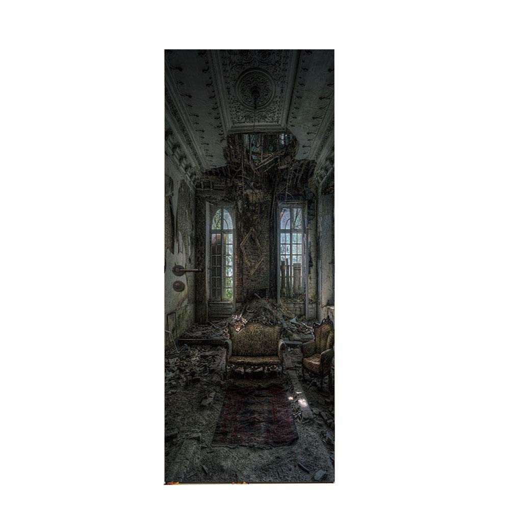 3D Horror Door Stickers - Waterproof Removable Wall Decals for Home Decor