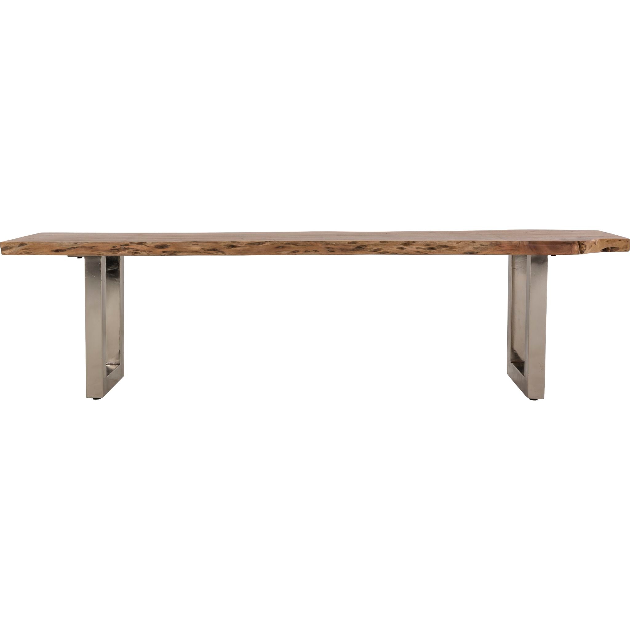 Brien Solid Wood Dining Bench - Brown/Silver Finish - Modern Kitchen & Dining Room Furniture for 4-6 People - Perfect for Farmhouse, Rustic, or Contemporary Home Decor