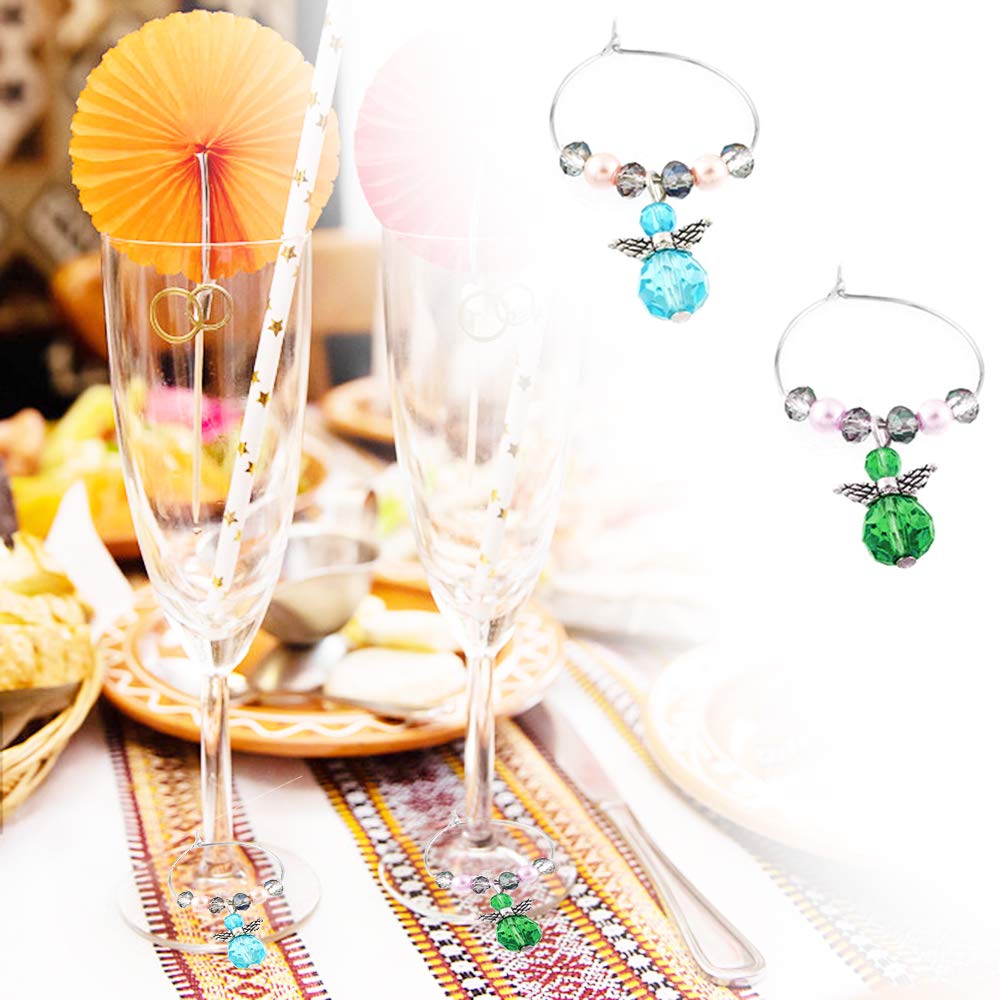 Gresunny 6-Pack Wine Glass Charms - Elegant Wine Glass Marker Rings with Gift Box for Christmas Party, Bridal Shower, Bachelorette & Bar Decorations - Perfect for Holiday Entertaining & Wine Tasting Events