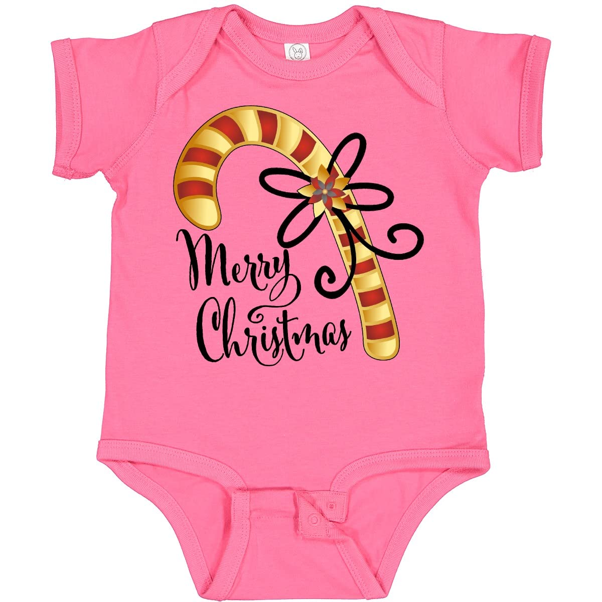 Inktastic Merry Christmas Red and Gold Candy Cane Baby Bodysuit - Cute Holiday Outfit for Infants, Christmas Photo Shoots & Family Gatherings