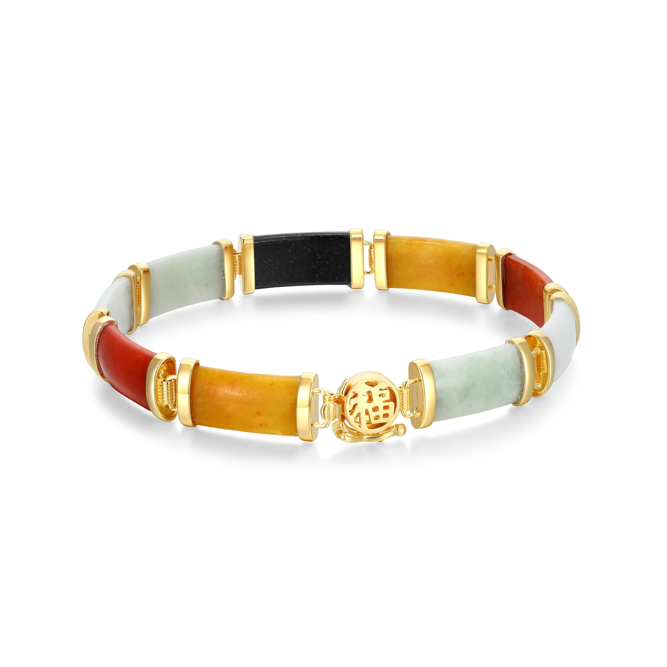 Amazon Essentials 18k Yellow Gold Over Sterling Silver Jade Noodle Link Bracelet - 7.25