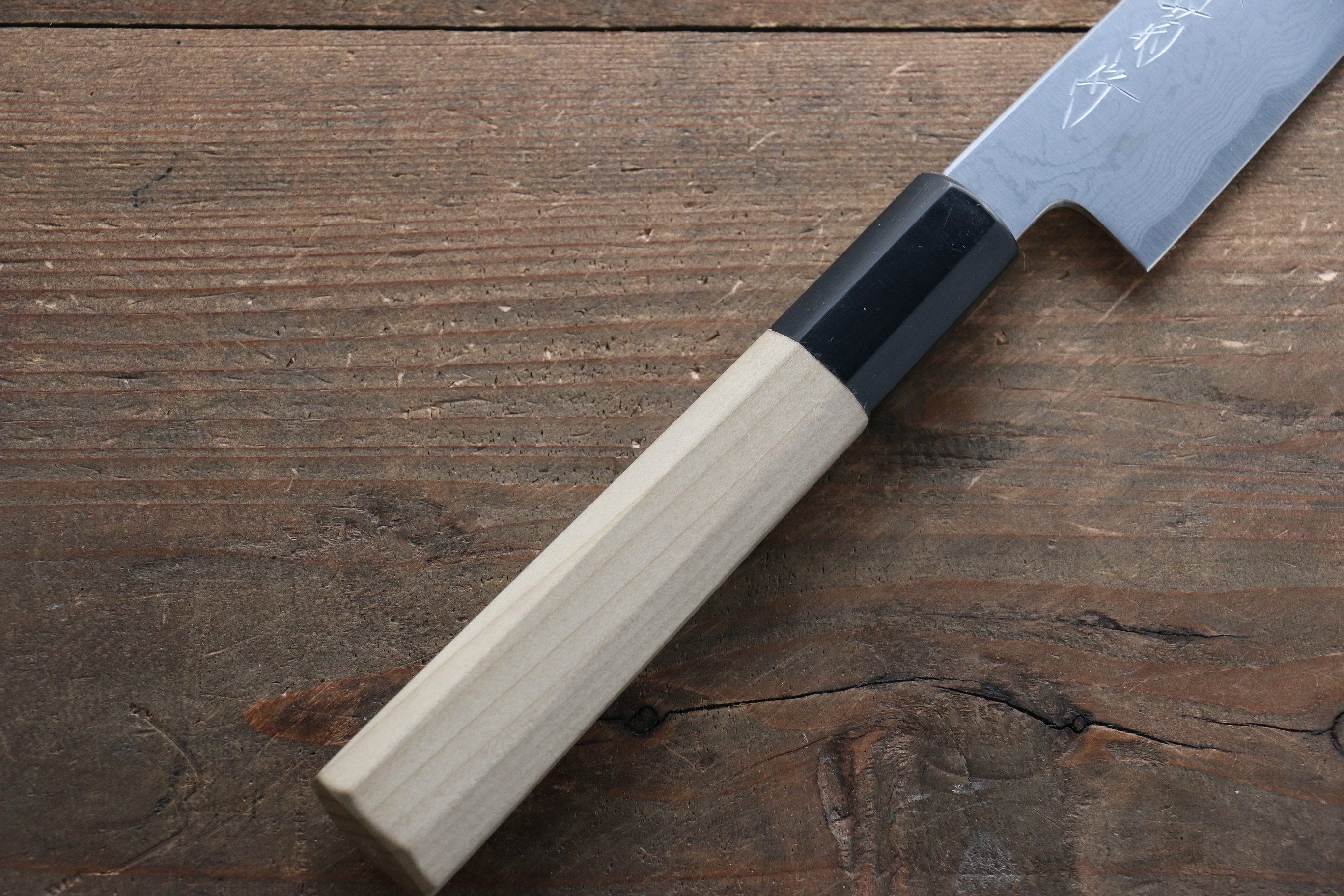 Premium Kikumori Blue Steel No.1 Damascus Petty Knife 150mm - Japanese Magnolia Wood Handle - Perfect for Slicing, Peeling & Precision Kitchen Tasks - Ideal for Chefs & Home Cooks