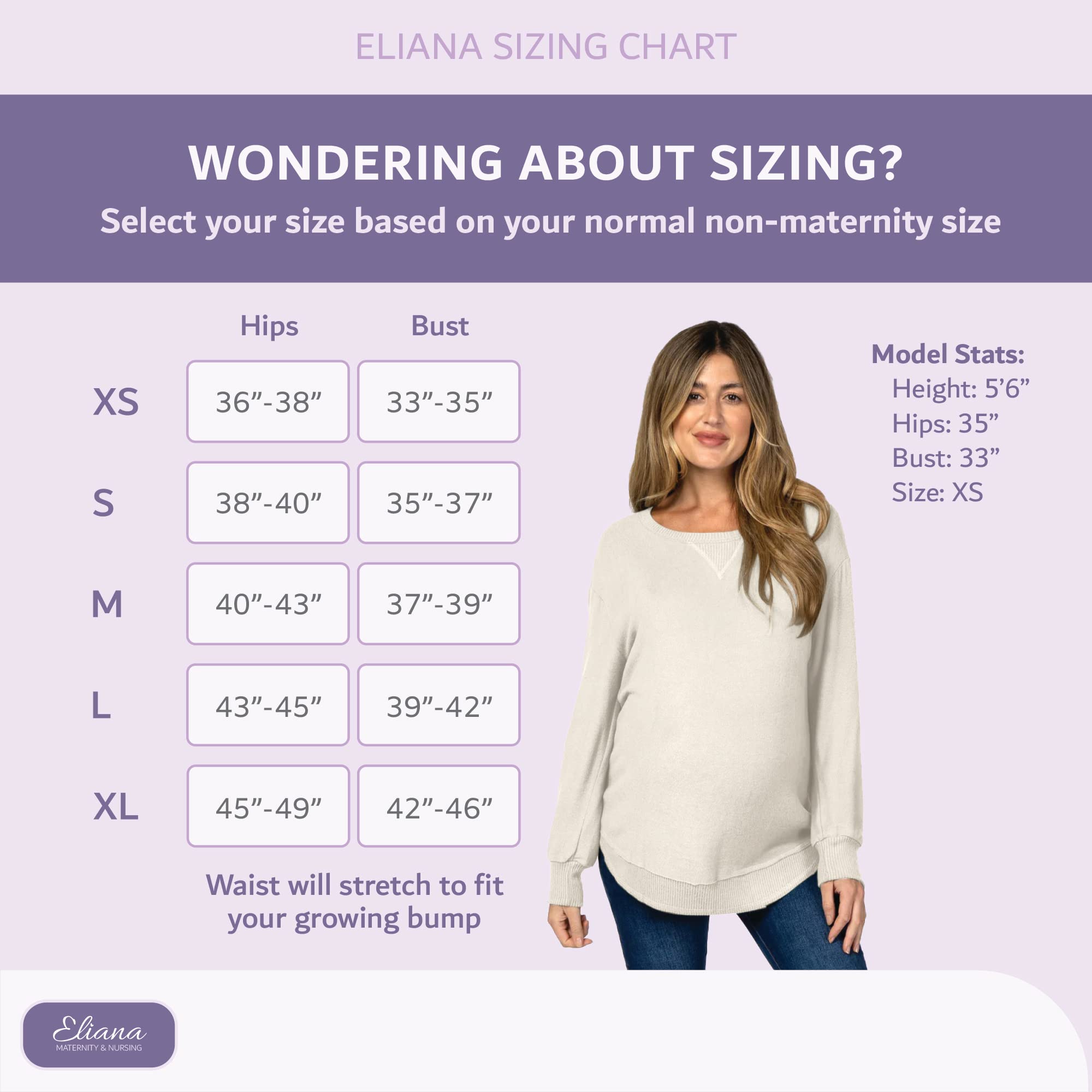 Ultra-Soft Lightweight Stretch Long Sleeve Maternity Shirt with Round Hem - Brushed Knit Maternity Sweater for Pregnant Women | Comfortable Nursing Top for Work, Casual & Pregnancy Photos
