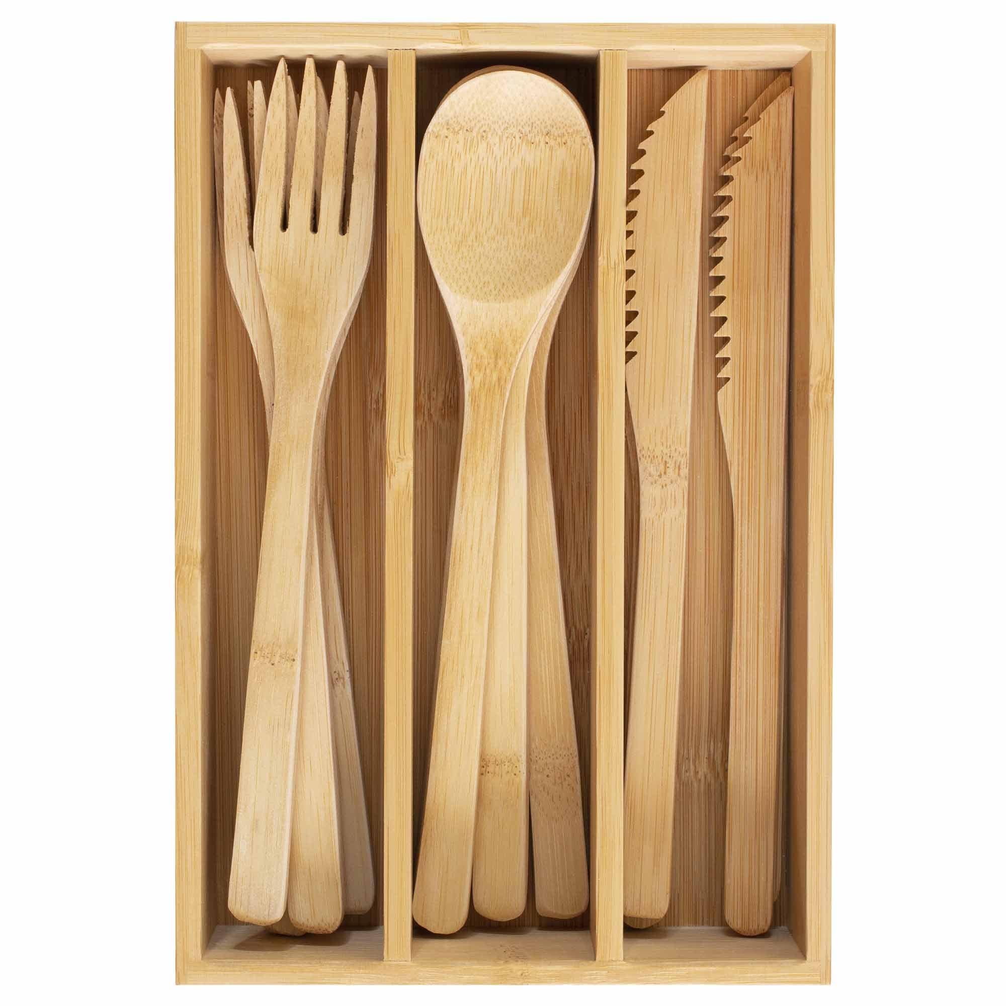 12-Piece Reusable Bamboo Cutlery Set with Travel Case | Eco-Friendly Utensils for Camping, Picnics & Zero Waste Lifestyle