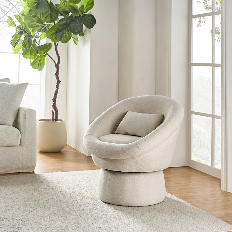 Modern Lamb Wool Swivel Barrel Chair - Cozy Accent Seat for Living Room, Office or Reading Nook - Soft Rotating Lounge Chair with Ergonomic Support