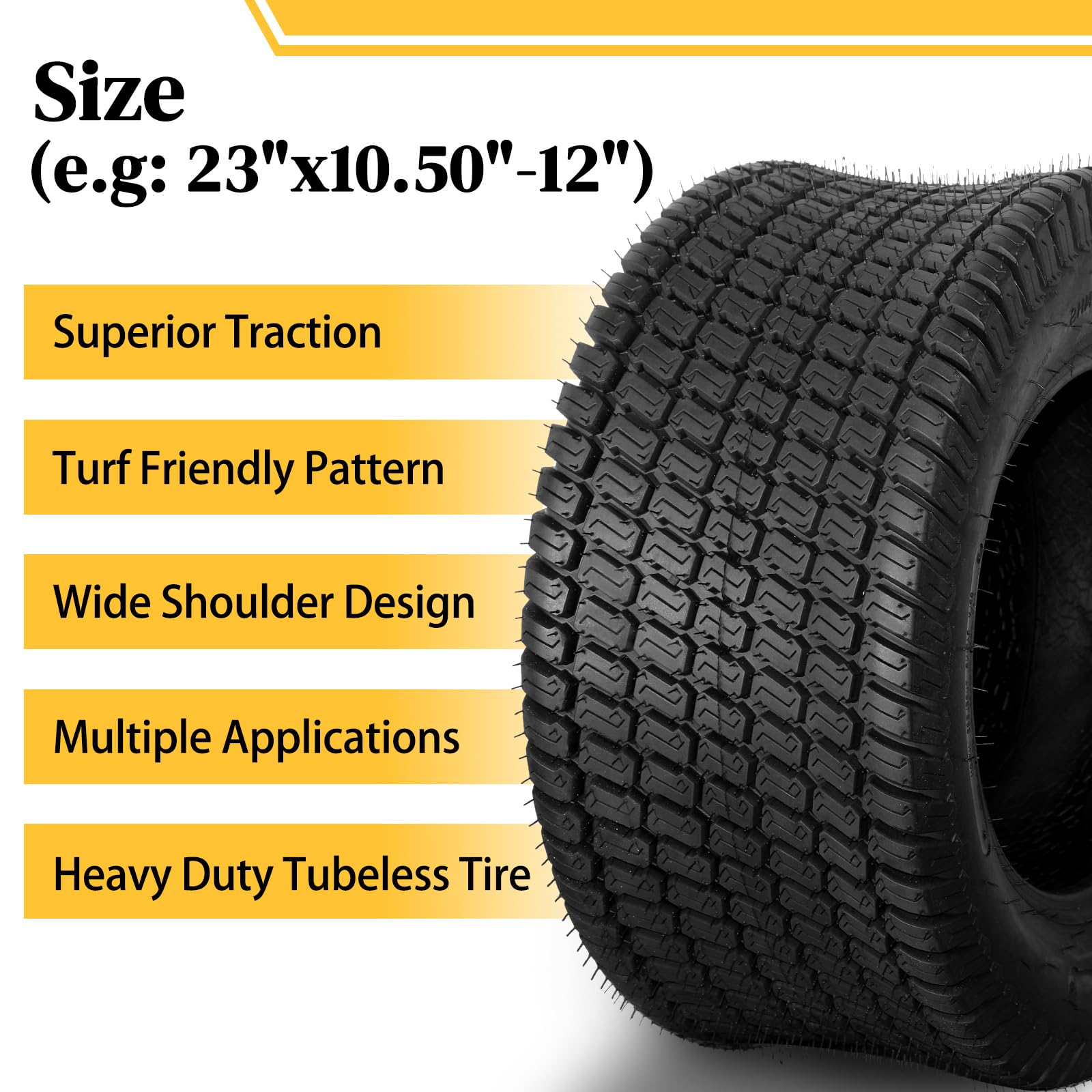 AutoForever 23x10.50-12 6-Ply Lawn Mower Tractor Tires - Set of 2 Heavy Duty Garden & Golf Cart Turf Tires - Perfect for Lawn Care, Landscaping & Golf Course Maintenance