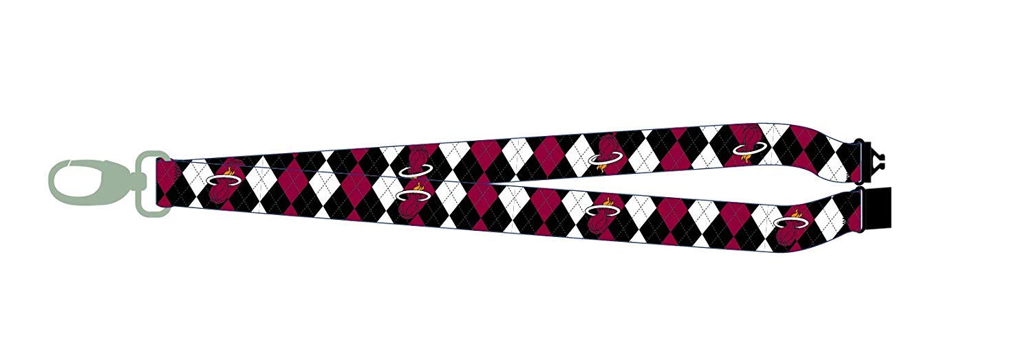 Official NBA Miami Heat Argyle Lanyard - Team Logo ID Badge Holder for Work, School & Events - Durable Nylon Keychain with Adjustable Strap