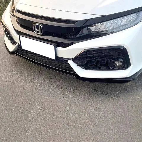 HFP Style Front Lip Spoiler for 2017-2021 Honda Civic 5DR Hatchback & SI - 3 Piece Set - Enhance Your Car's Sporty Look for Street Racing & Car Shows
