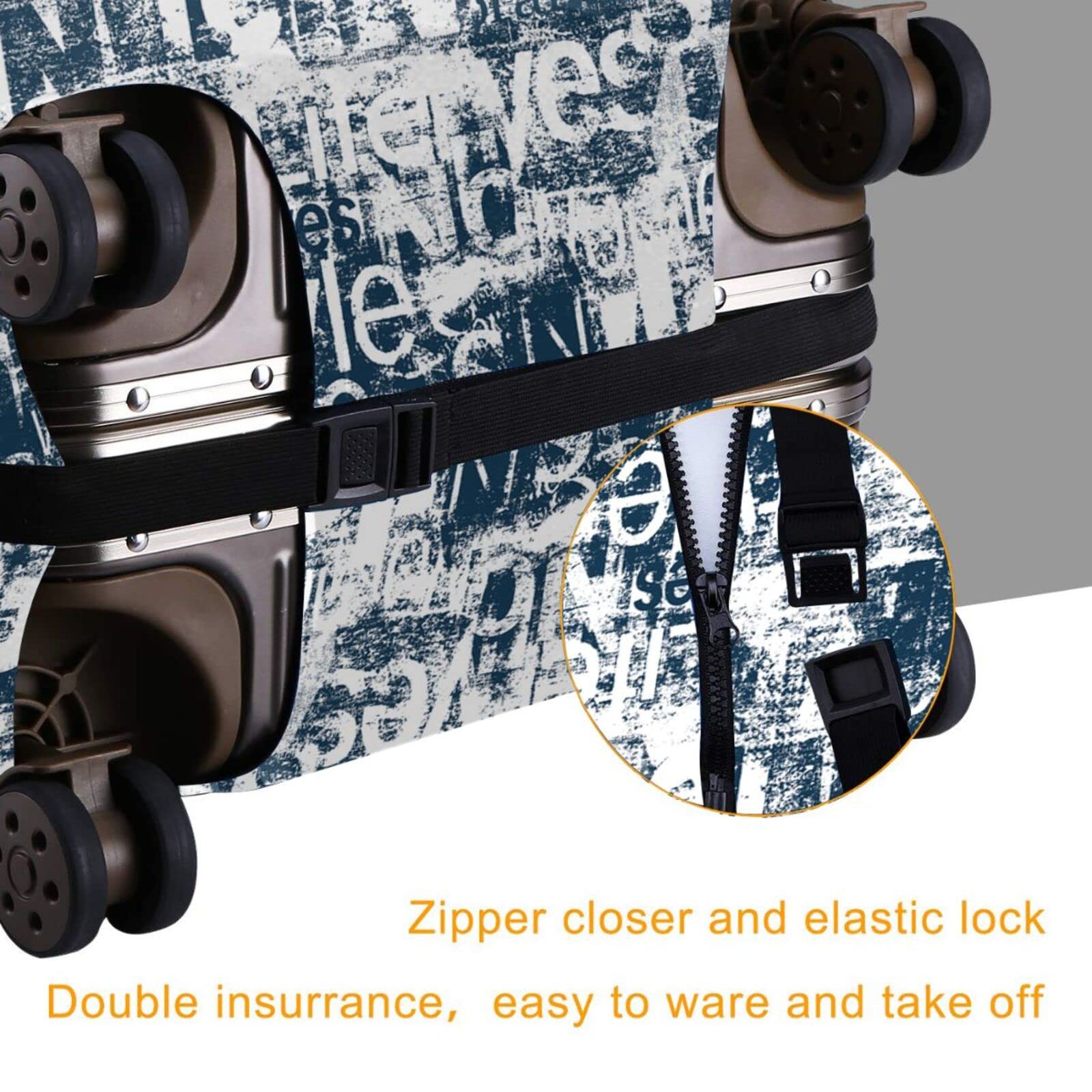 Retro Travel Suitcase Protector - Elastic Washable Luggage Cover with Concealed Zipper (X-Large) - Perfect for Vintage Style Travel & Airplane Bag Protection