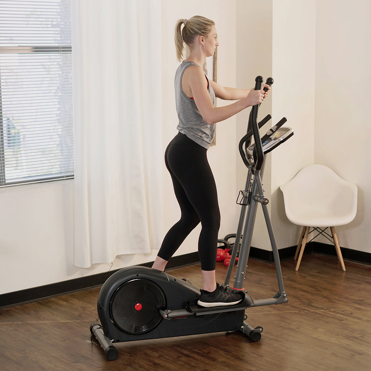 Magnetic Elliptical Trainer Machine - 12 Pre-Programmed Workouts for Home Gym Cardio Exercise | Perfect for Small Spaces & Full-Body Workout