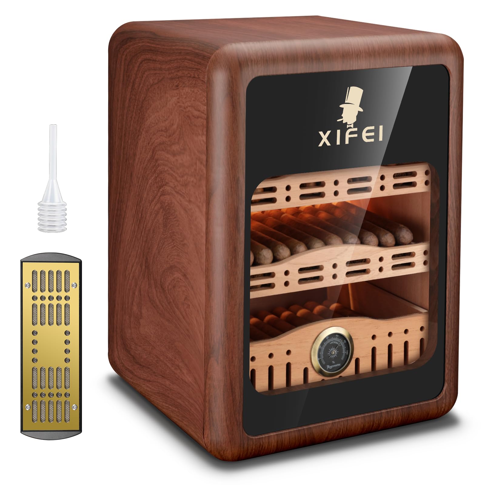 Premium XIFEI Cigar Humidor Cabinet - 150 Cigar Capacity with Spanish Cedar Wood Shelves, LED Lighting, Built-in Hygrometer & Humidifier - Perfect Gift for Men, Christmas, Father's Day - Ideal for Home, Office, or Cigar Lounge Storage