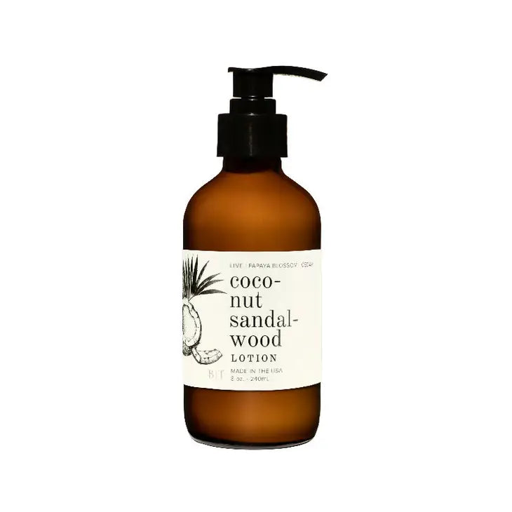 Organic Coconut Sandalwood Body Lotion 8 oz - Moisturizing & Relaxing Skin Care for Dry Skin - Perfect for Spa Days, Massage Therapy & Nighttime Relaxation