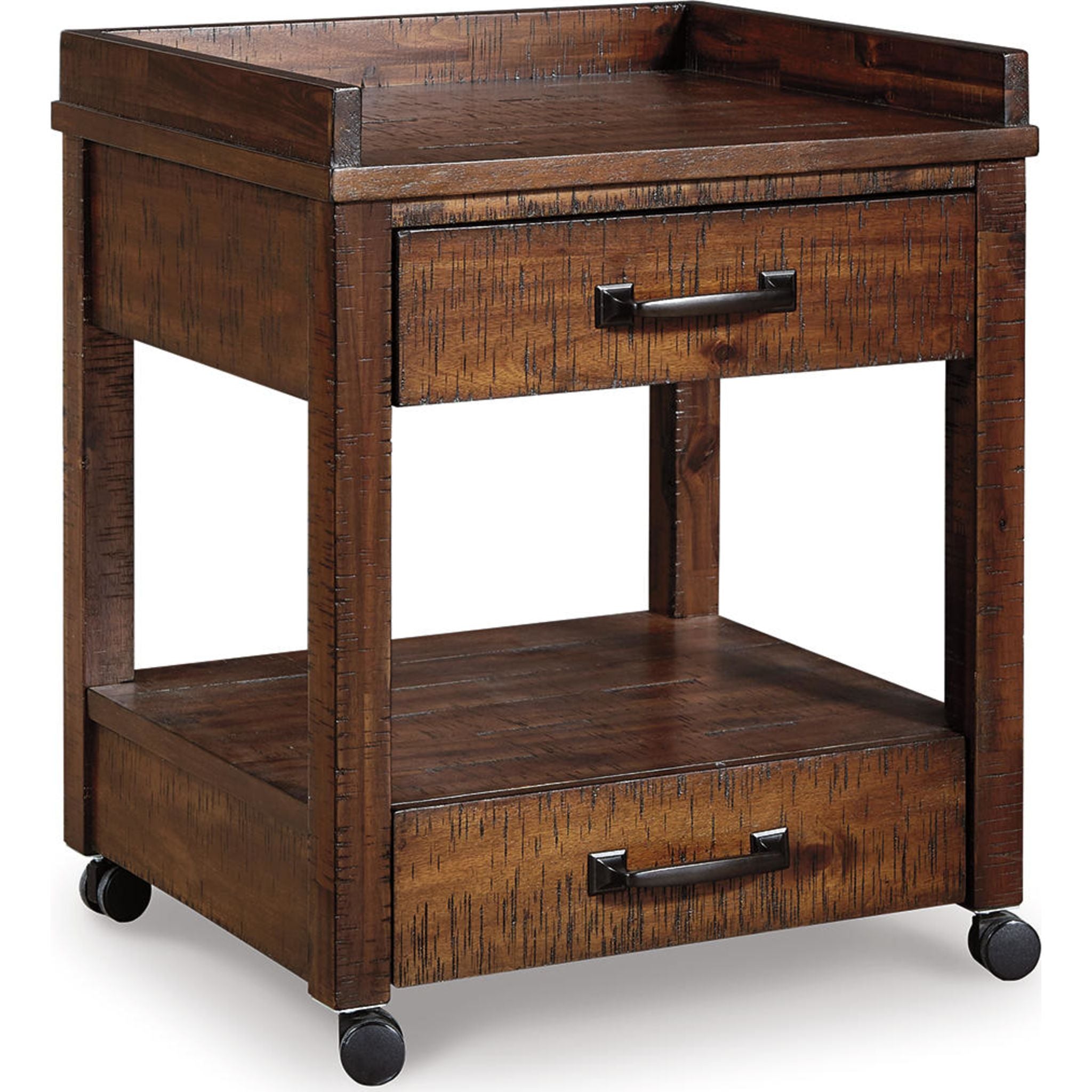 Baldridge Printer Stand - Rustic Brown Wooden Desk Organizer for Home & Office | Compact Printer Riser with Storage Shelf for Laser & Inkjet Printers