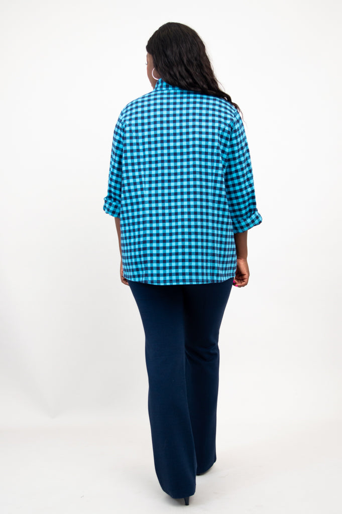 Alexis Top - Women's Cotton Flannel Shirt in Mazarine Plaid for Casual Wear & Layering | Fall & Winter Fashion
