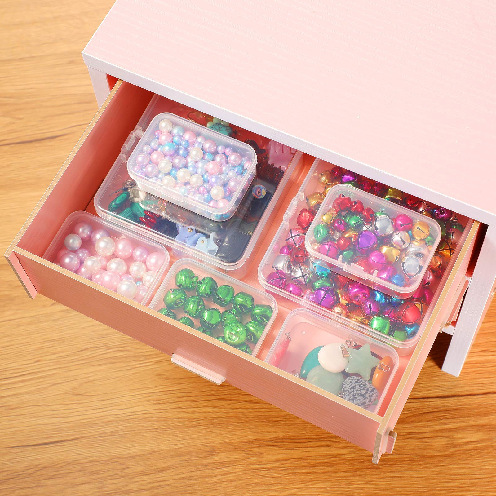 6-Piece Mini Clear Plastic Bead Storage Containers - Organize Small Items, Beads, Jewelry, Business Cards & Crafts (4.45