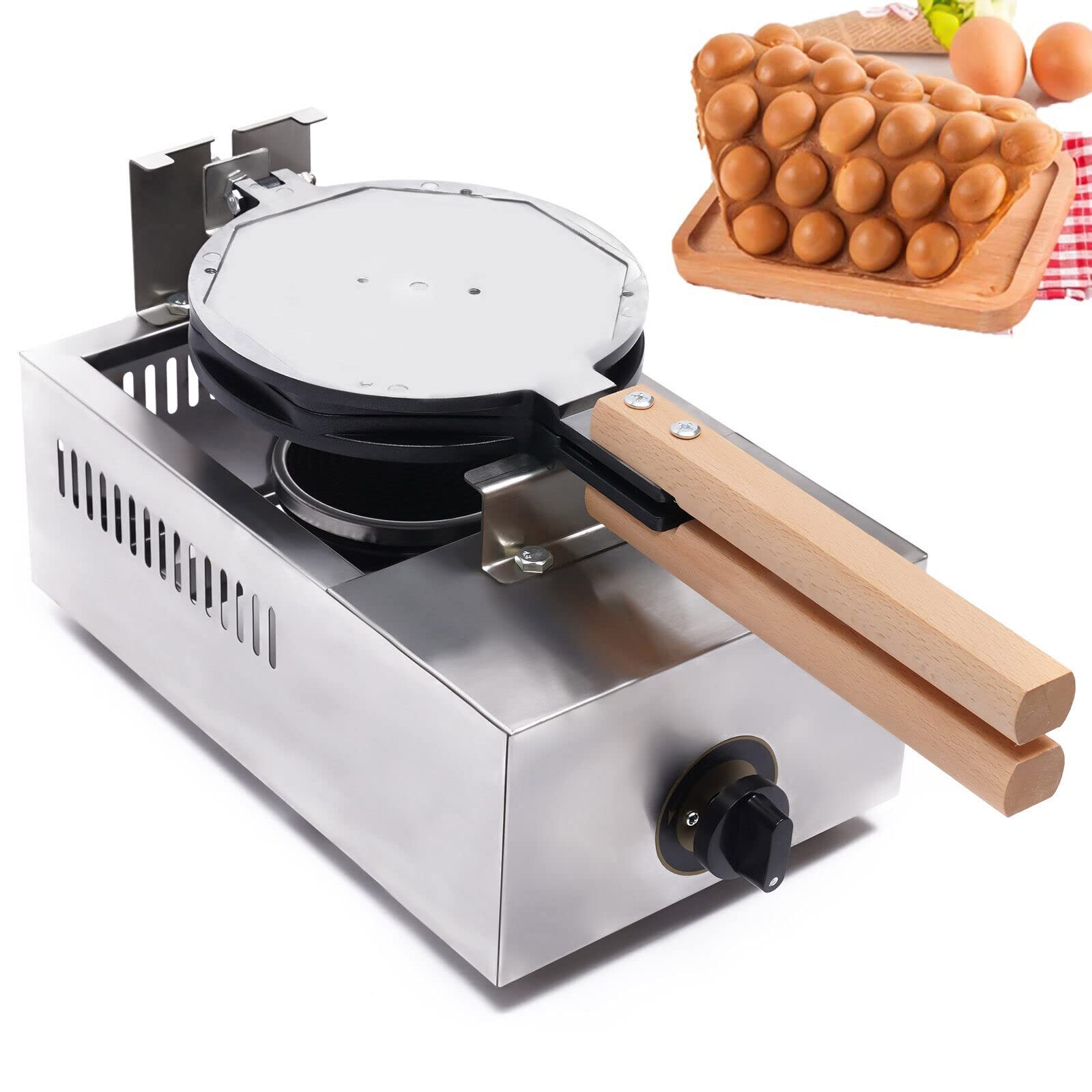 Commercial Electric Egg Puff Maker - Non Stick Hong Kong Style Bubble Waffle Iron with Adjustable Timer & Temperature Control, Perfect for Breakfast, Desserts, and Street Food Snacks