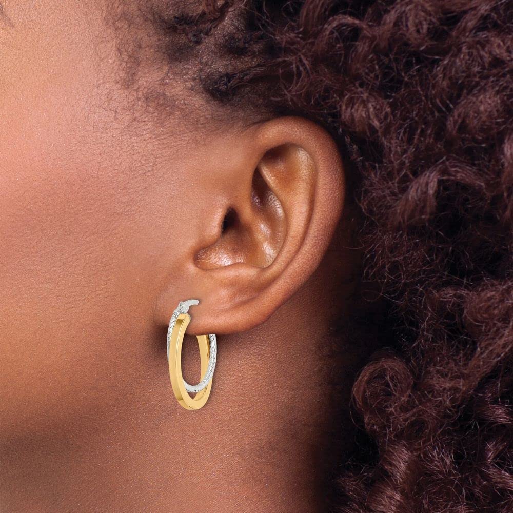 925 Sterling Silver & Gold Plated Twisted Hoop Earrings for Women - 22mm x 16mm Dainty Jewelry Gift for Her - Perfect for Everyday Wear, Parties & Special Occasions